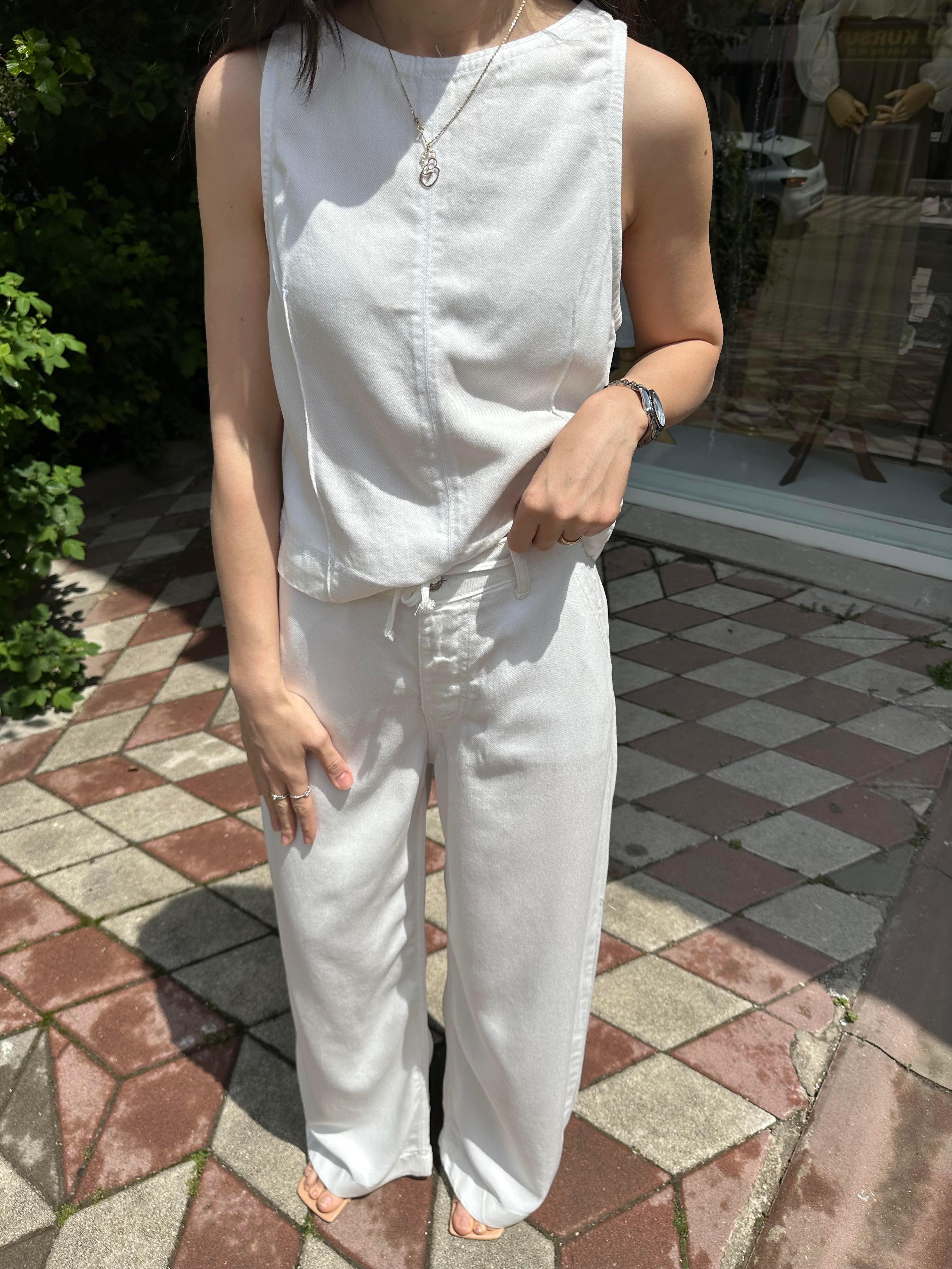 Beyaz Judge Bluz Pantolon Denim Takım