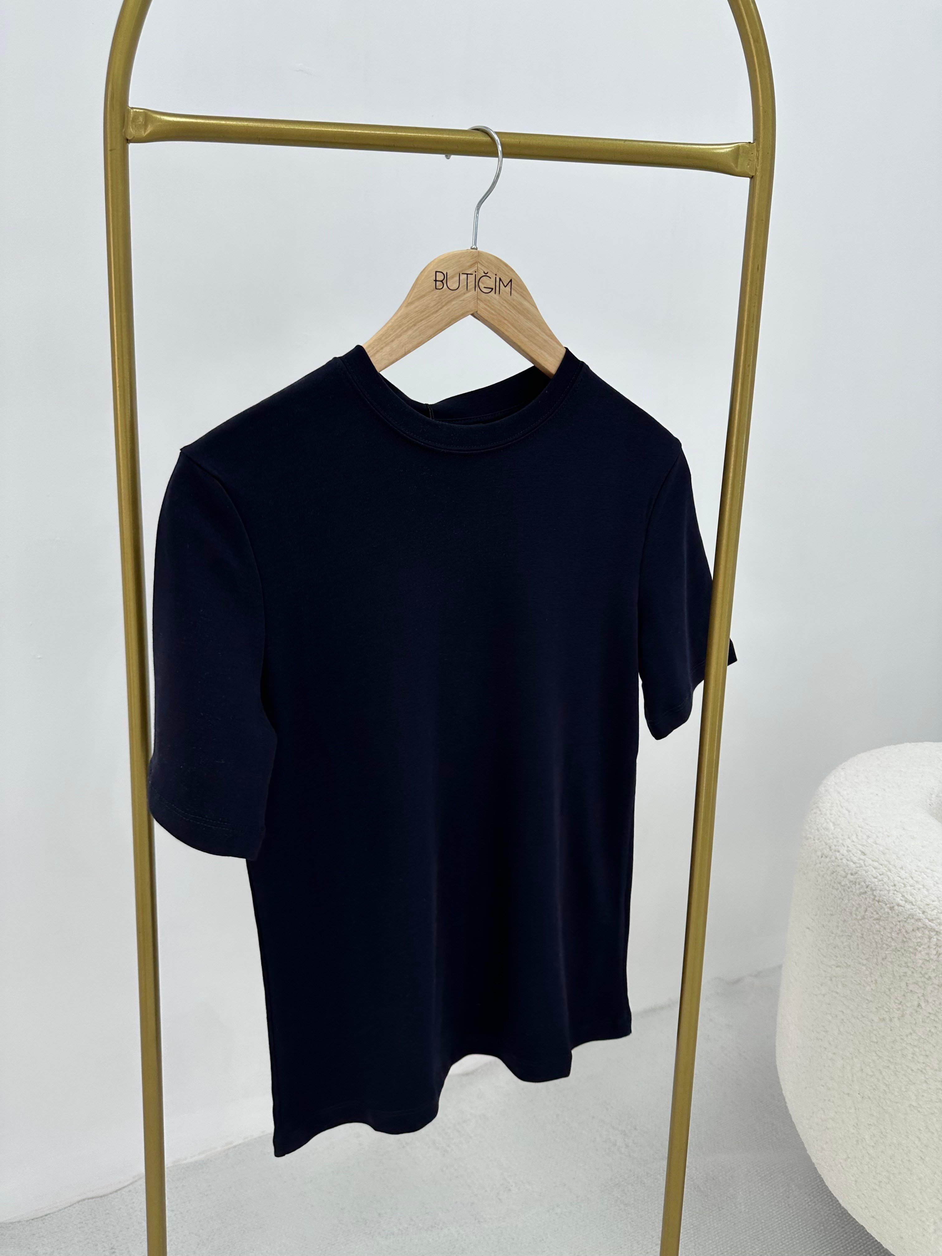 Bisiklet Yaka Lacivert  T-shirt