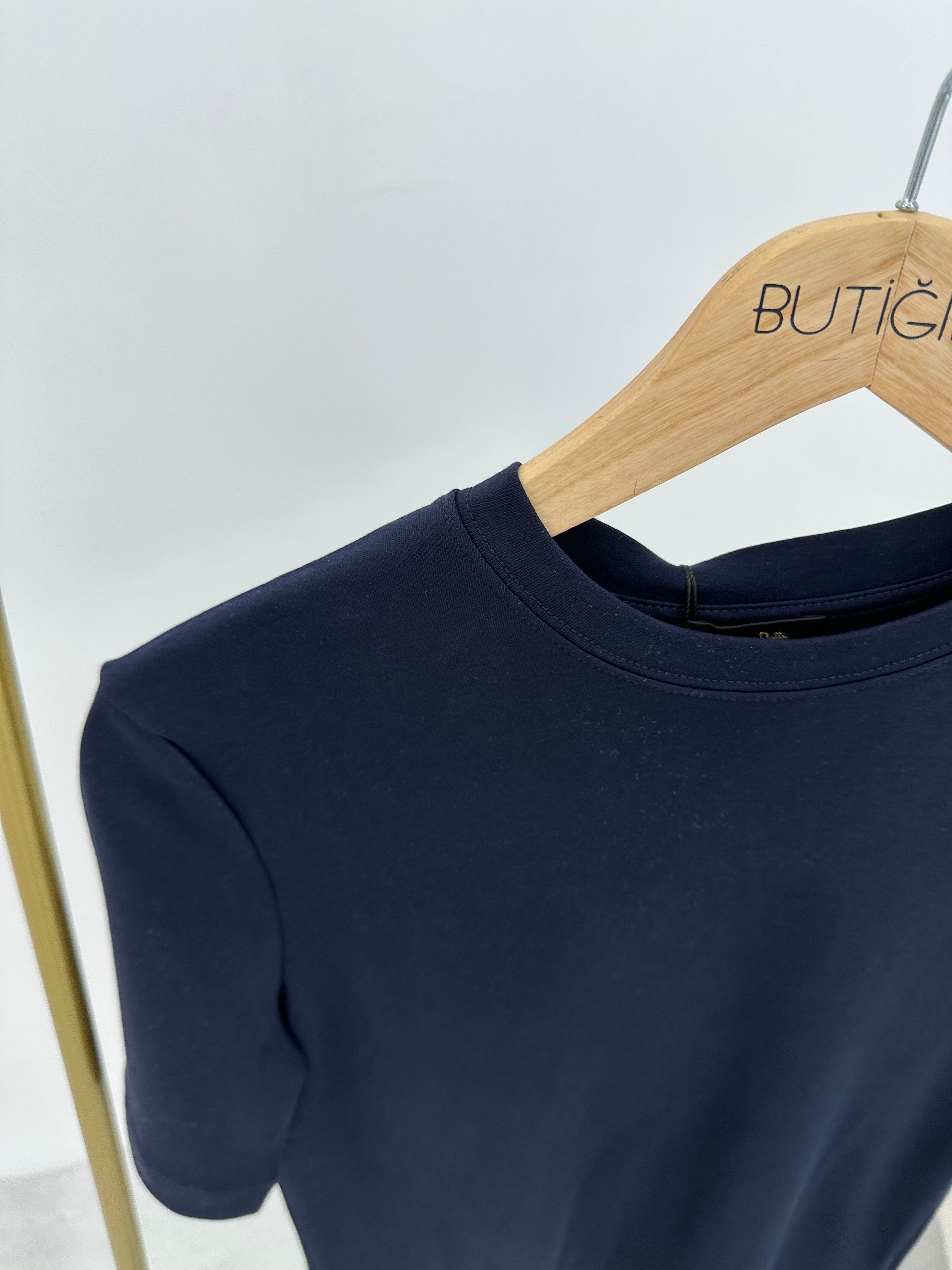 Bisiklet Yaka Lacivert  T-shirt