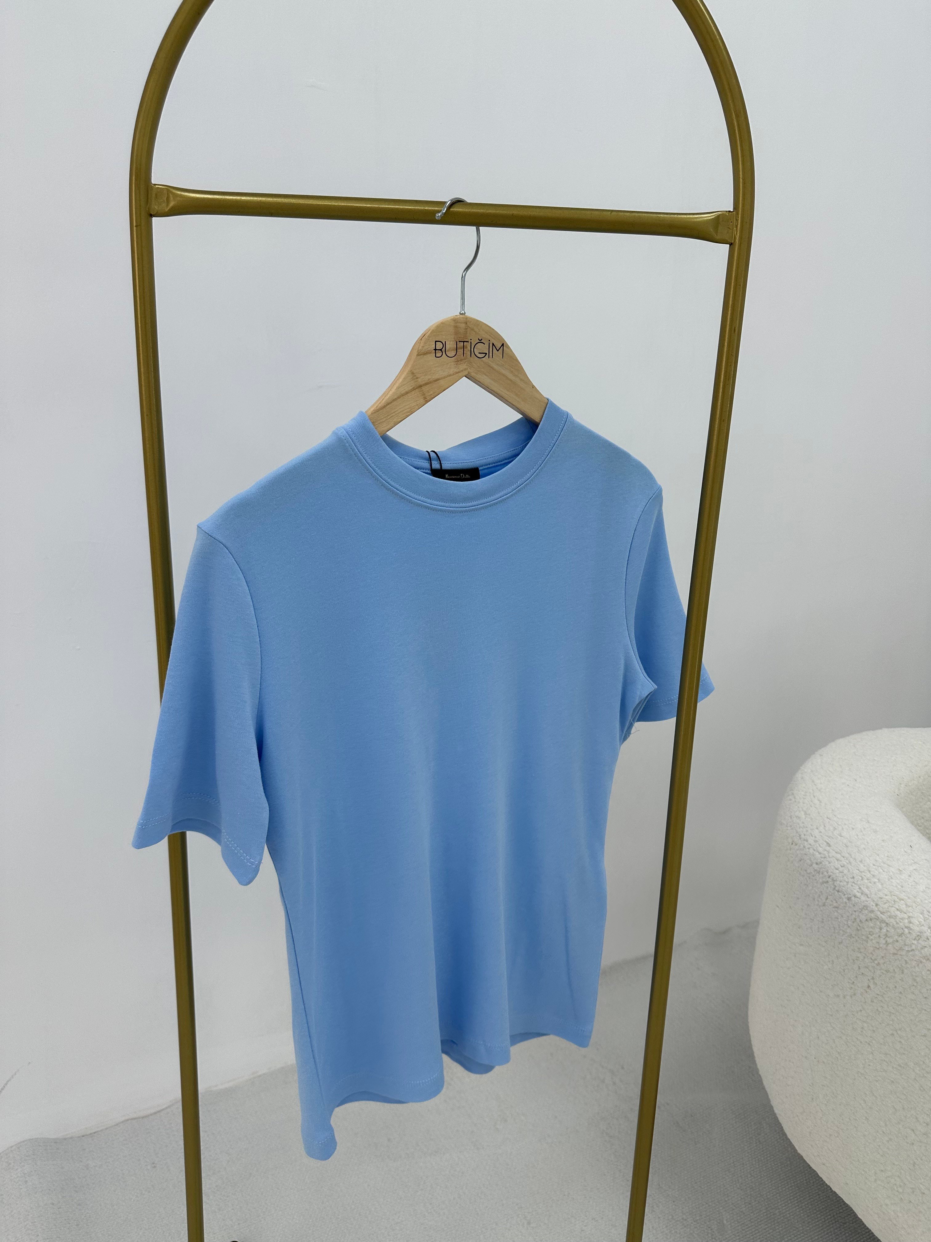 Bisiklet Yaka Mavi  T-shirt