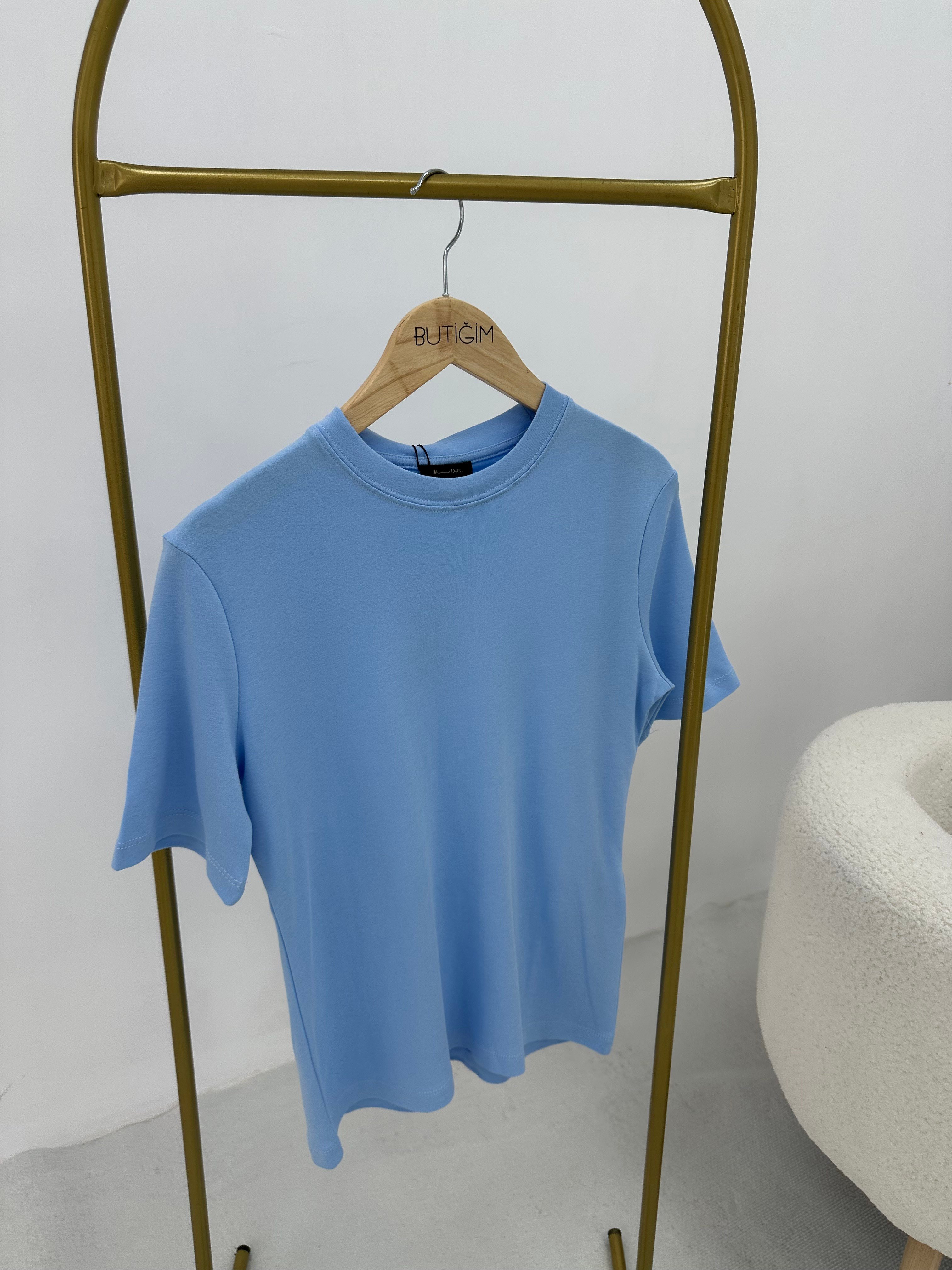 Bisiklet Yaka Mavi  T-shirt