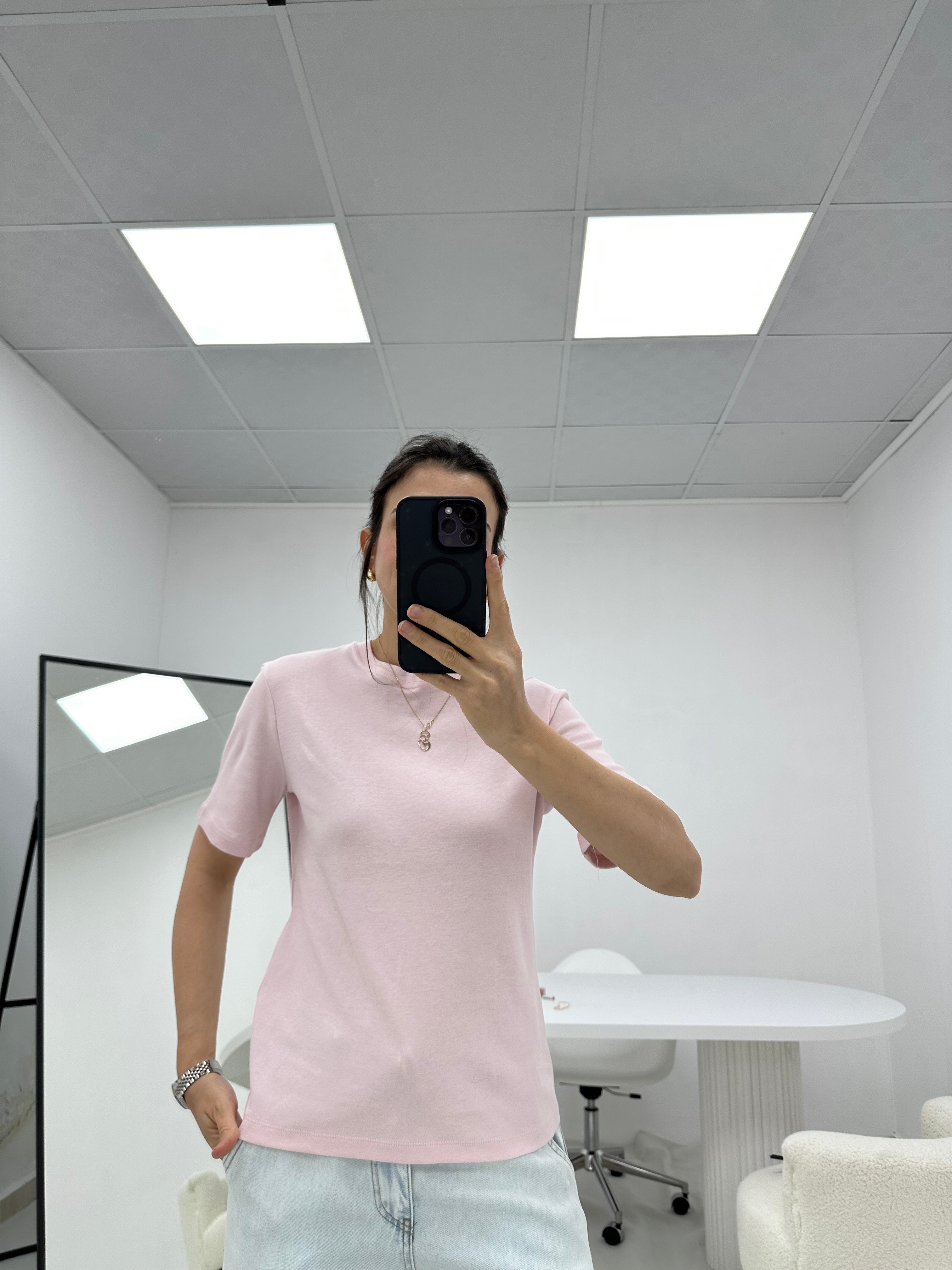 Bisiklet Yaka Pembe  T-shirt