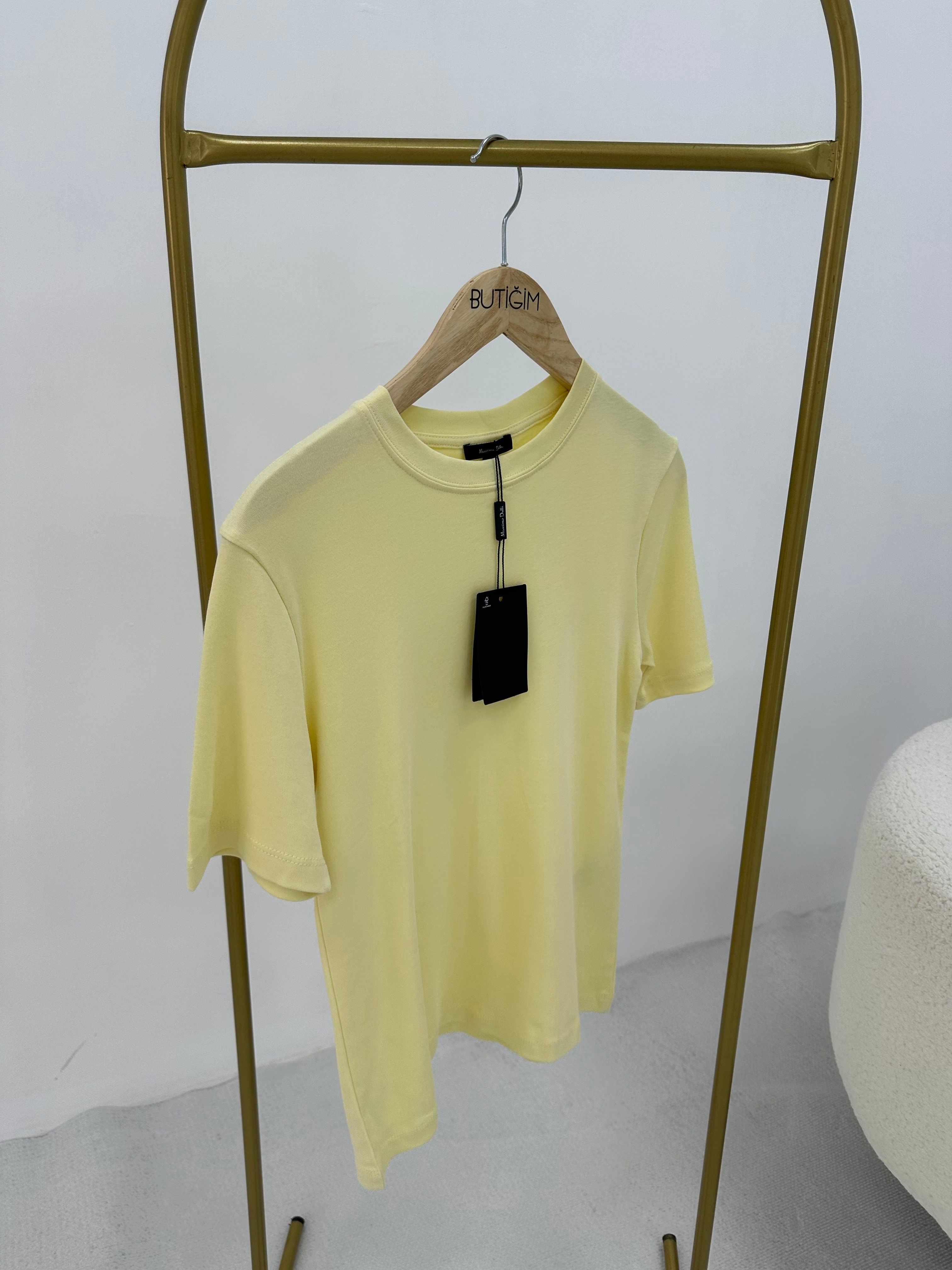Bisiklet Yaka Sarı T-shirt