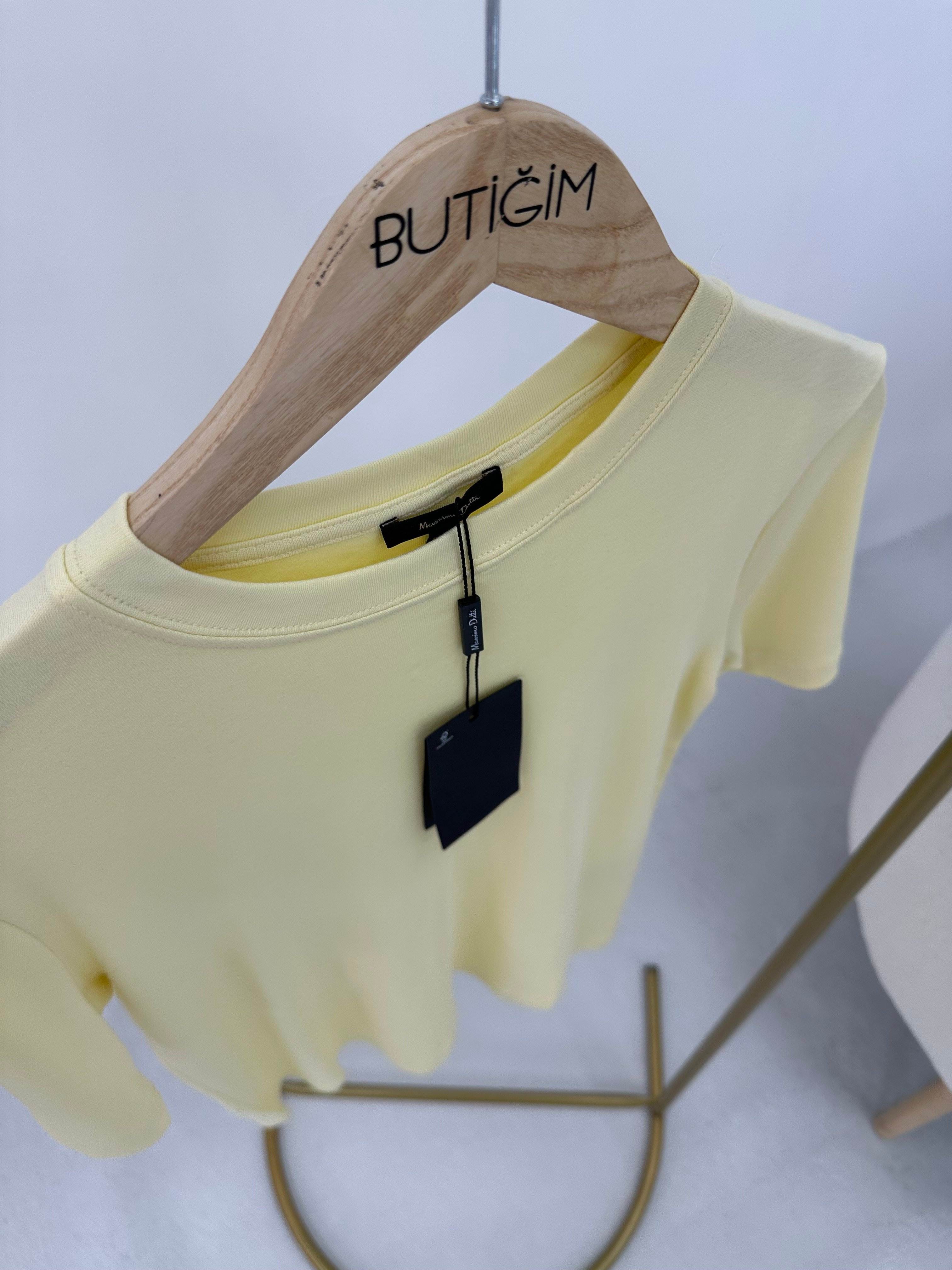 Bisiklet Yaka Sarı T-shirt