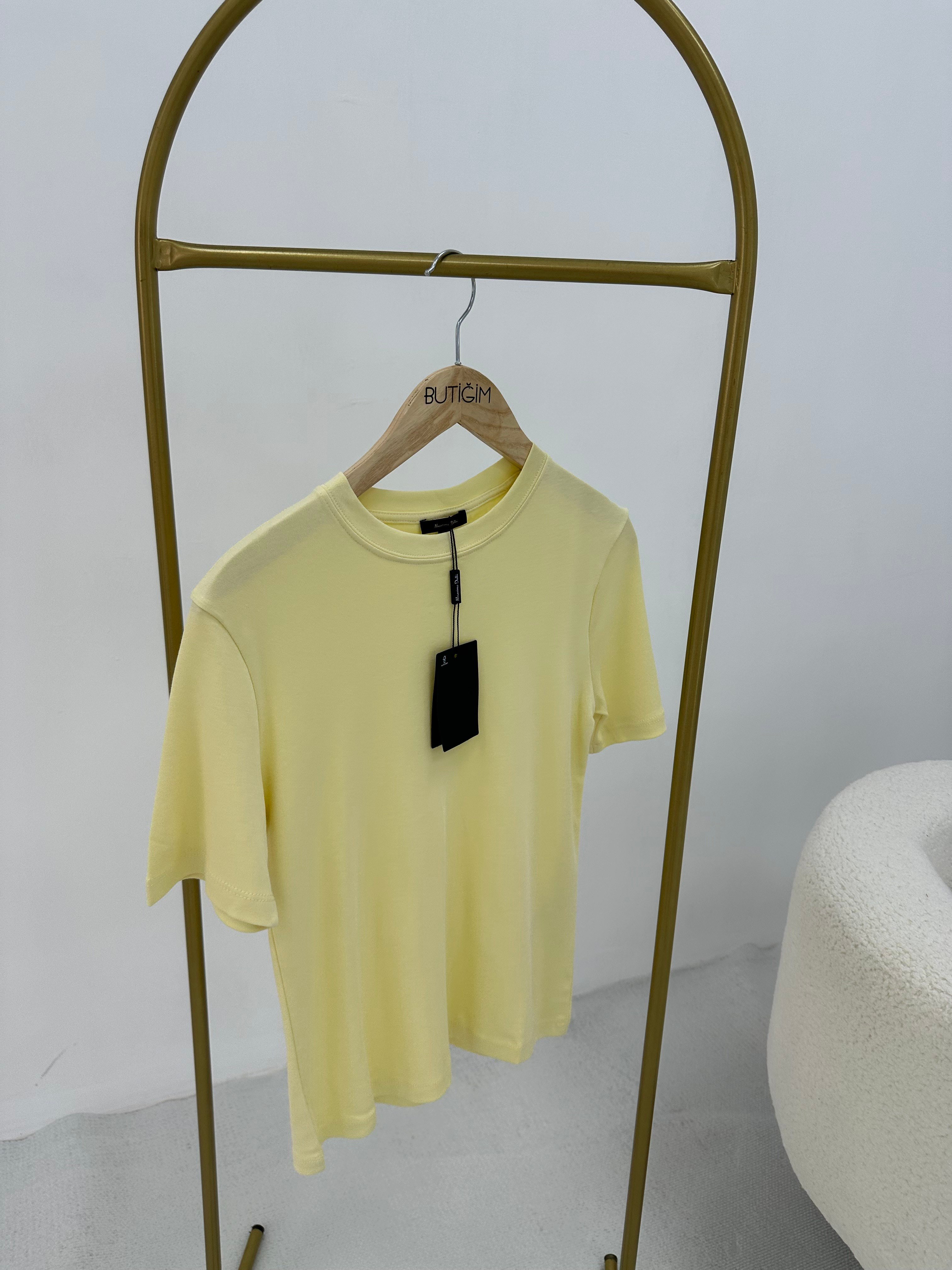 Bisiklet Yaka Sarı T-shirt