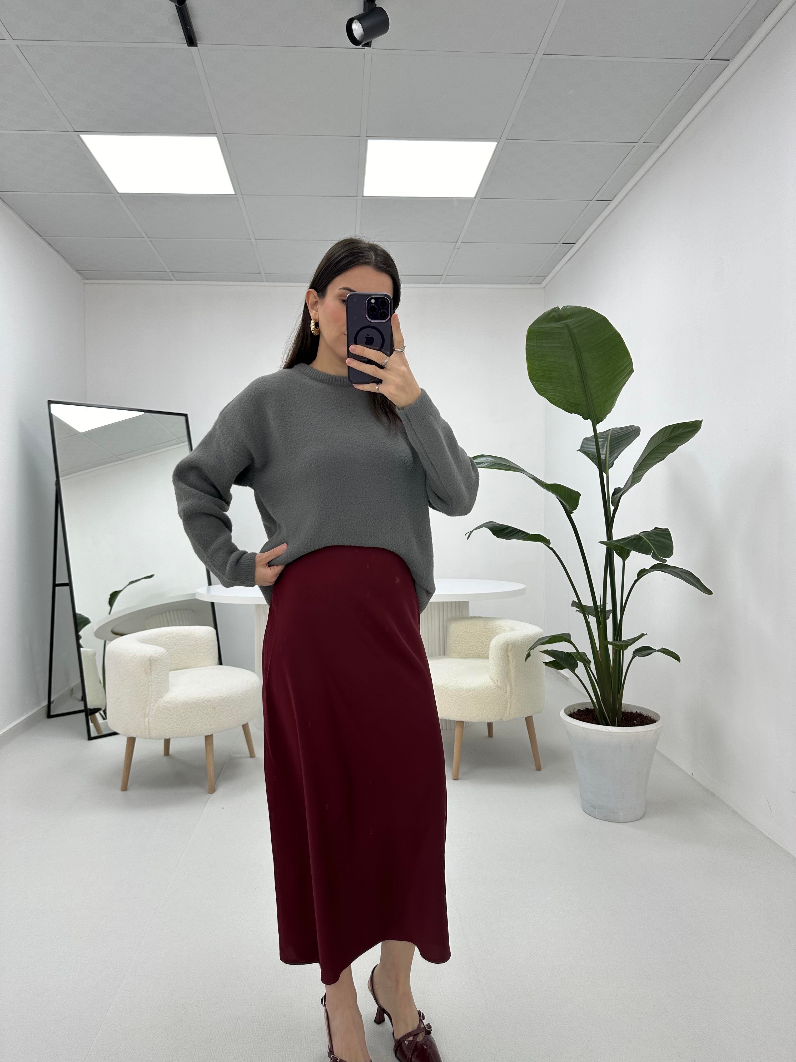 Bordo Saten Etek 