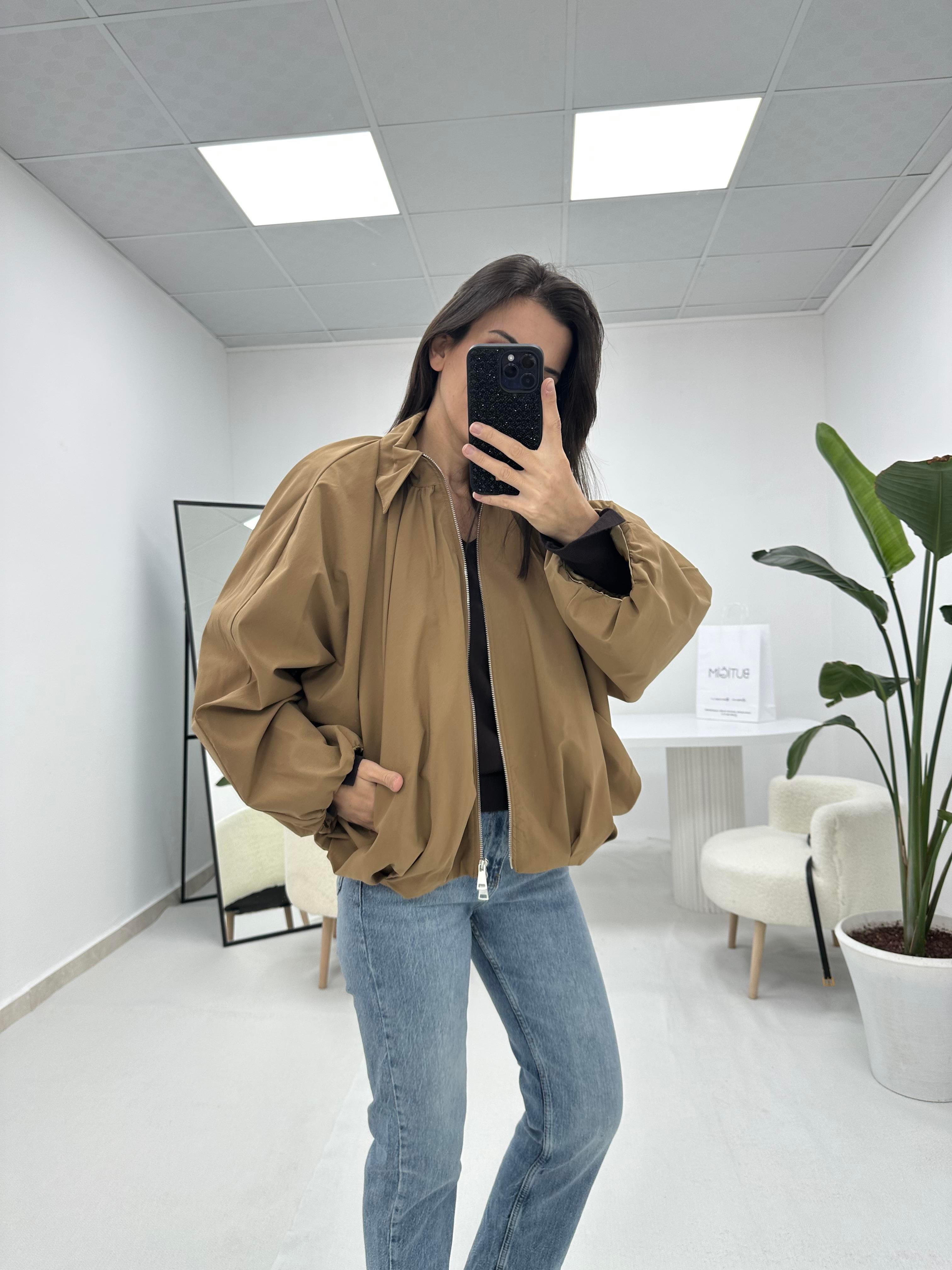 Camel Bomber Ceket