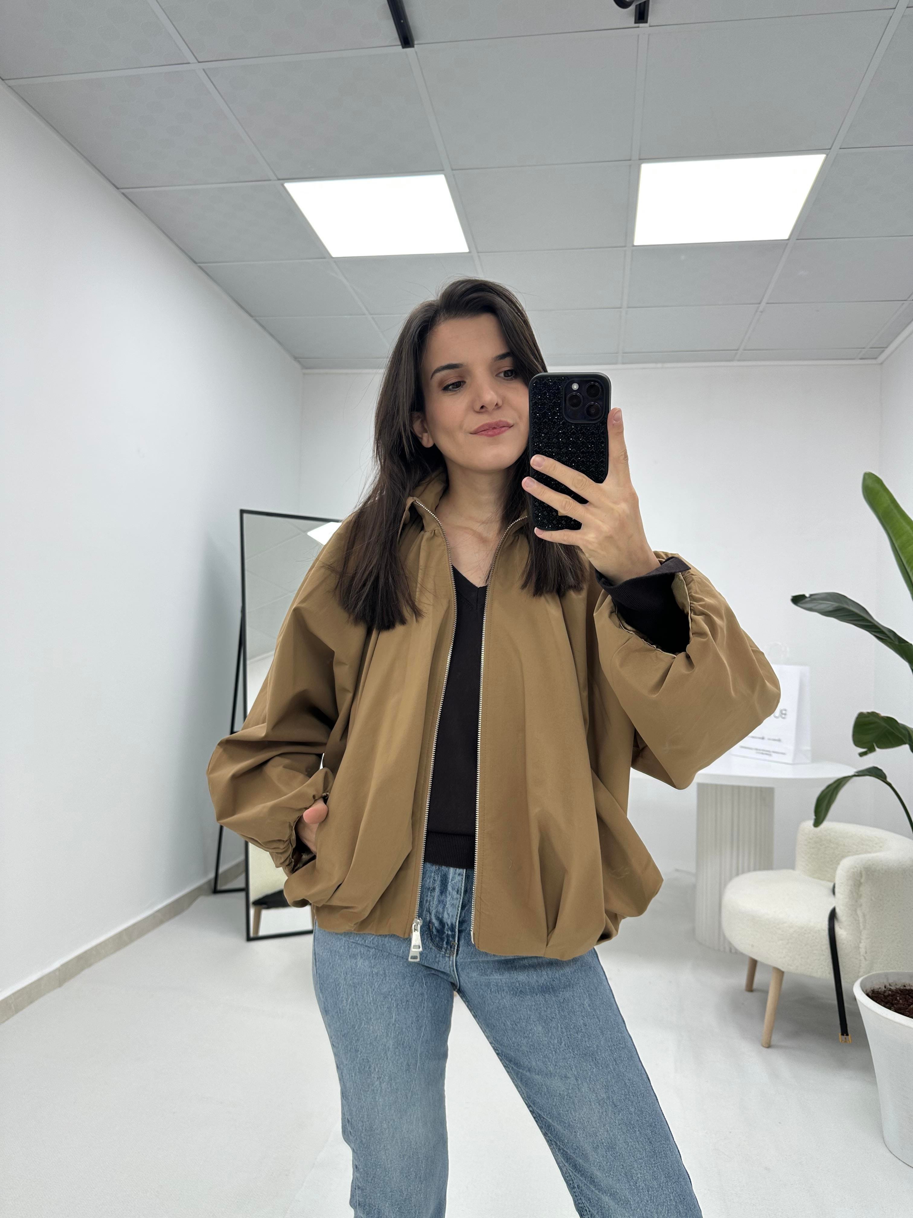 Camel Bomber Ceket