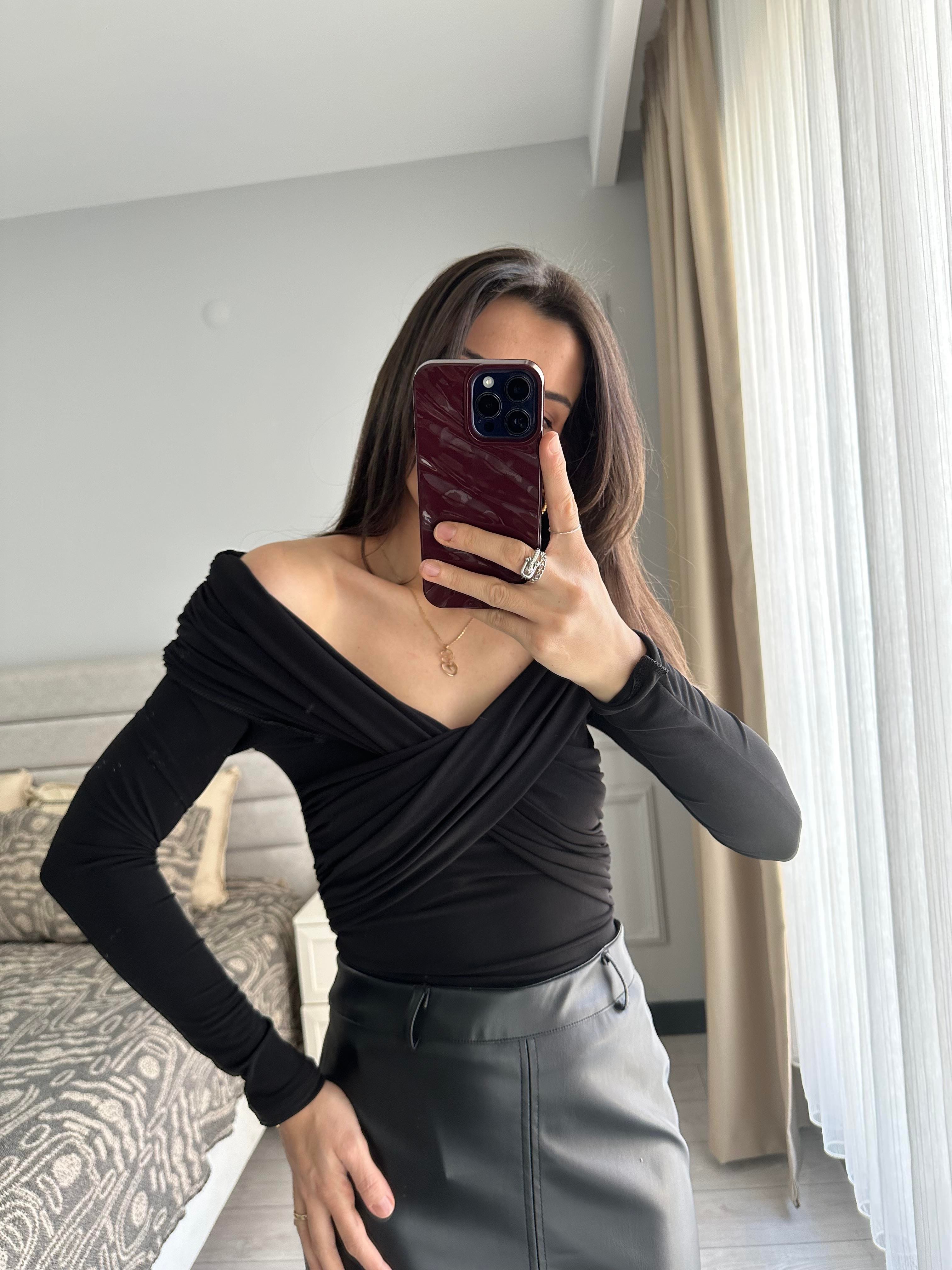 Çapraz Siyah Bluz 
