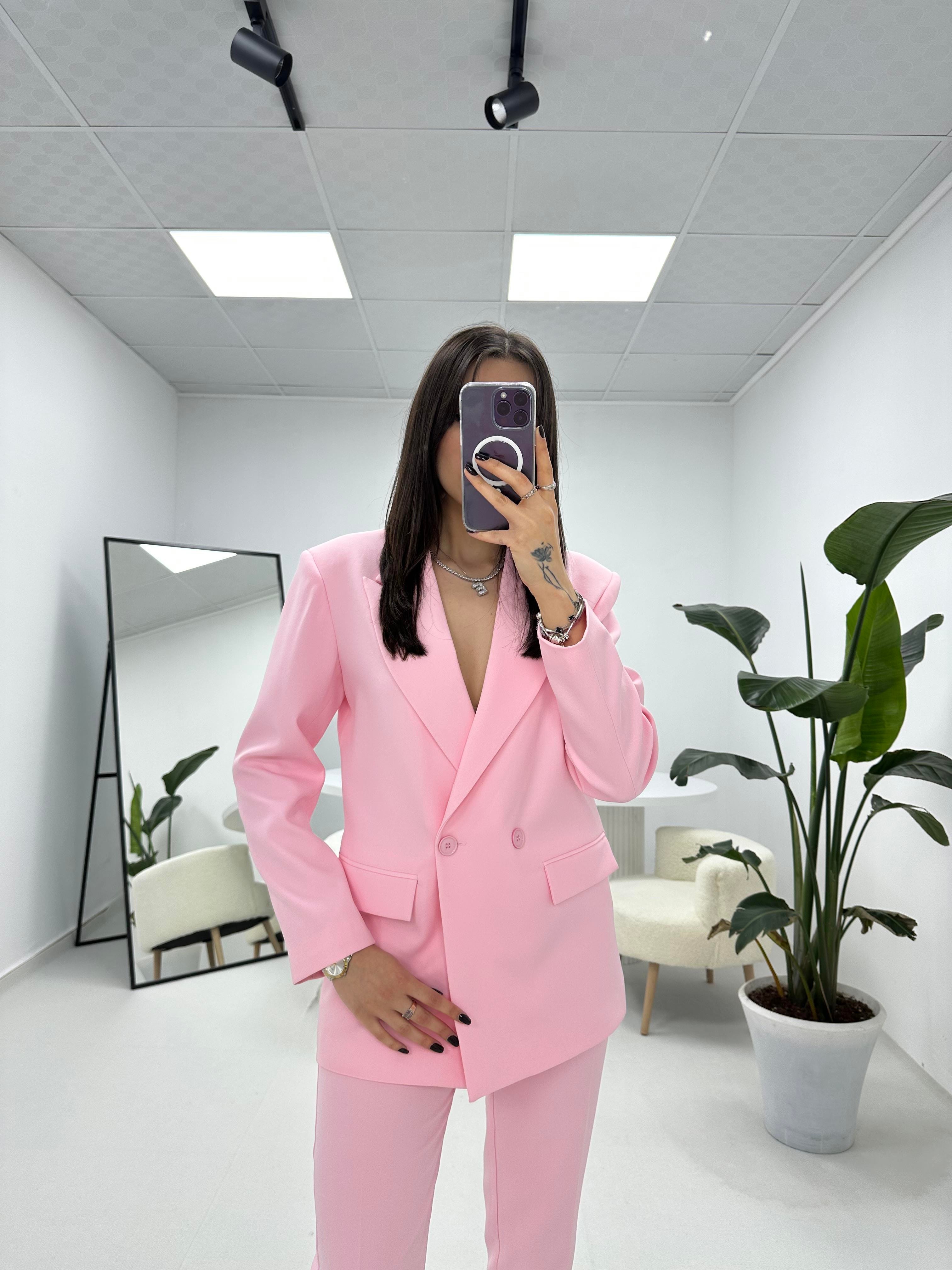 Ceket Pantolon Pembe Takım