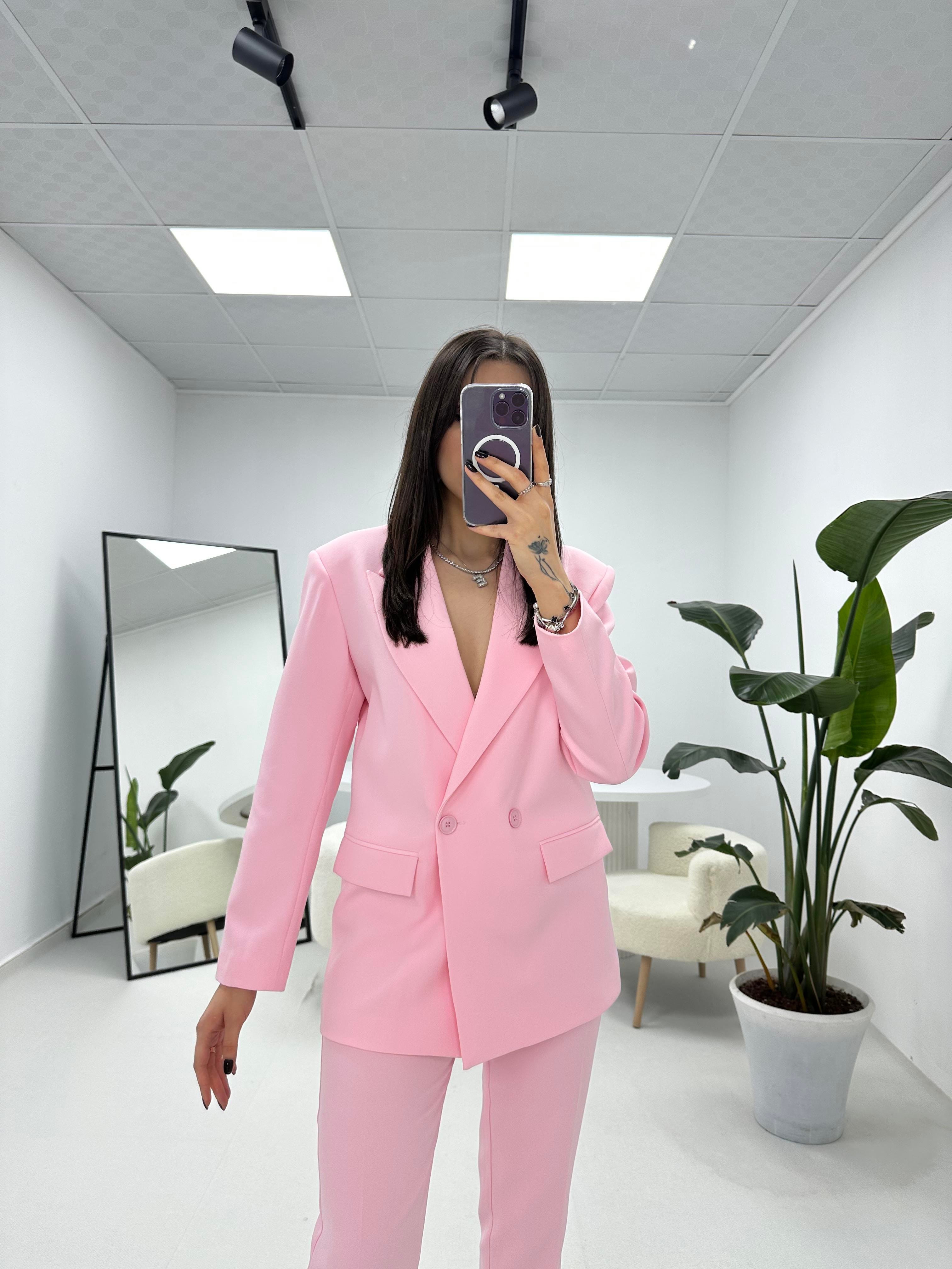 Ceket Pantolon Pembe Takım