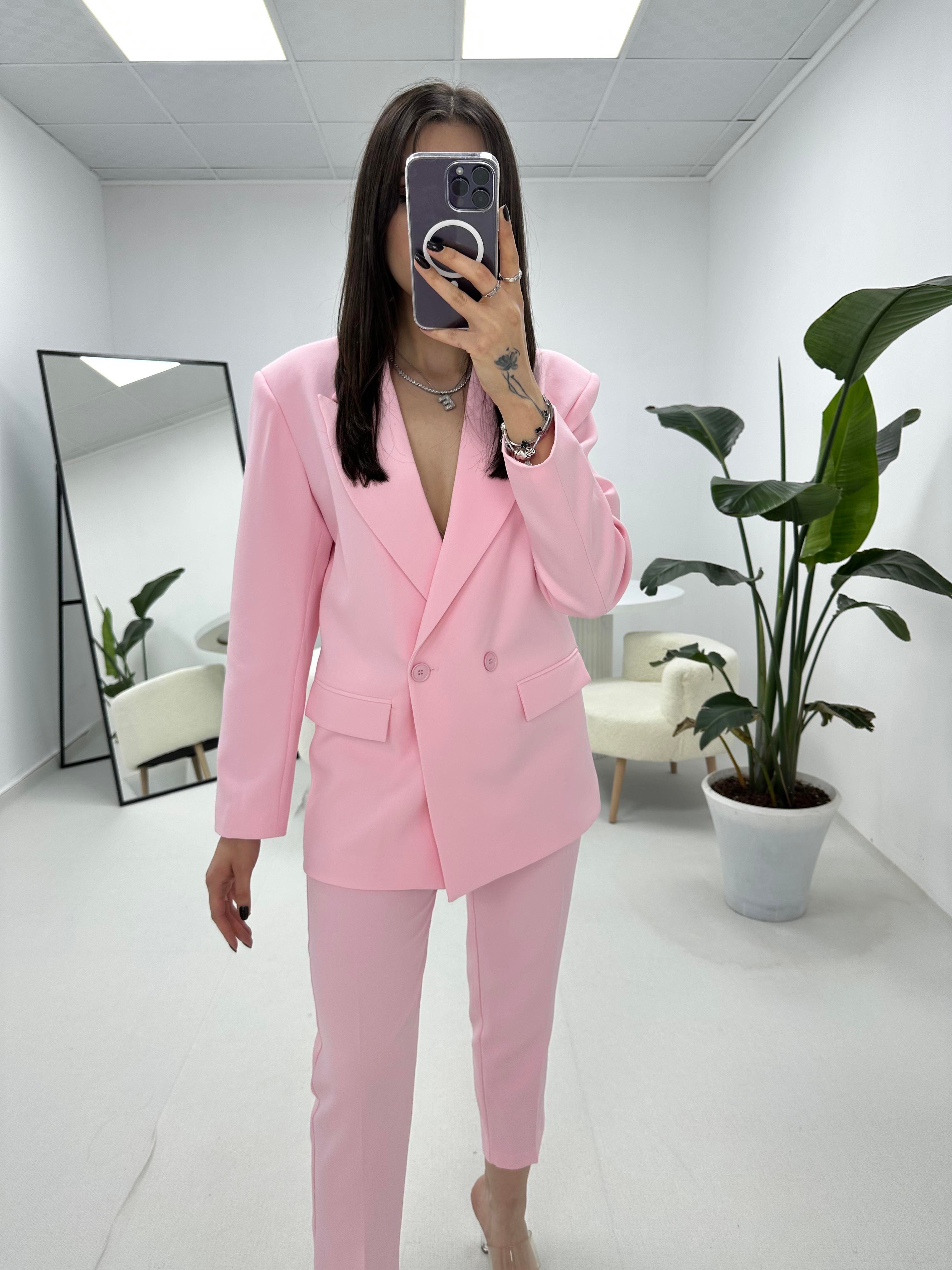 Ceket Pantolon Pembe Takım