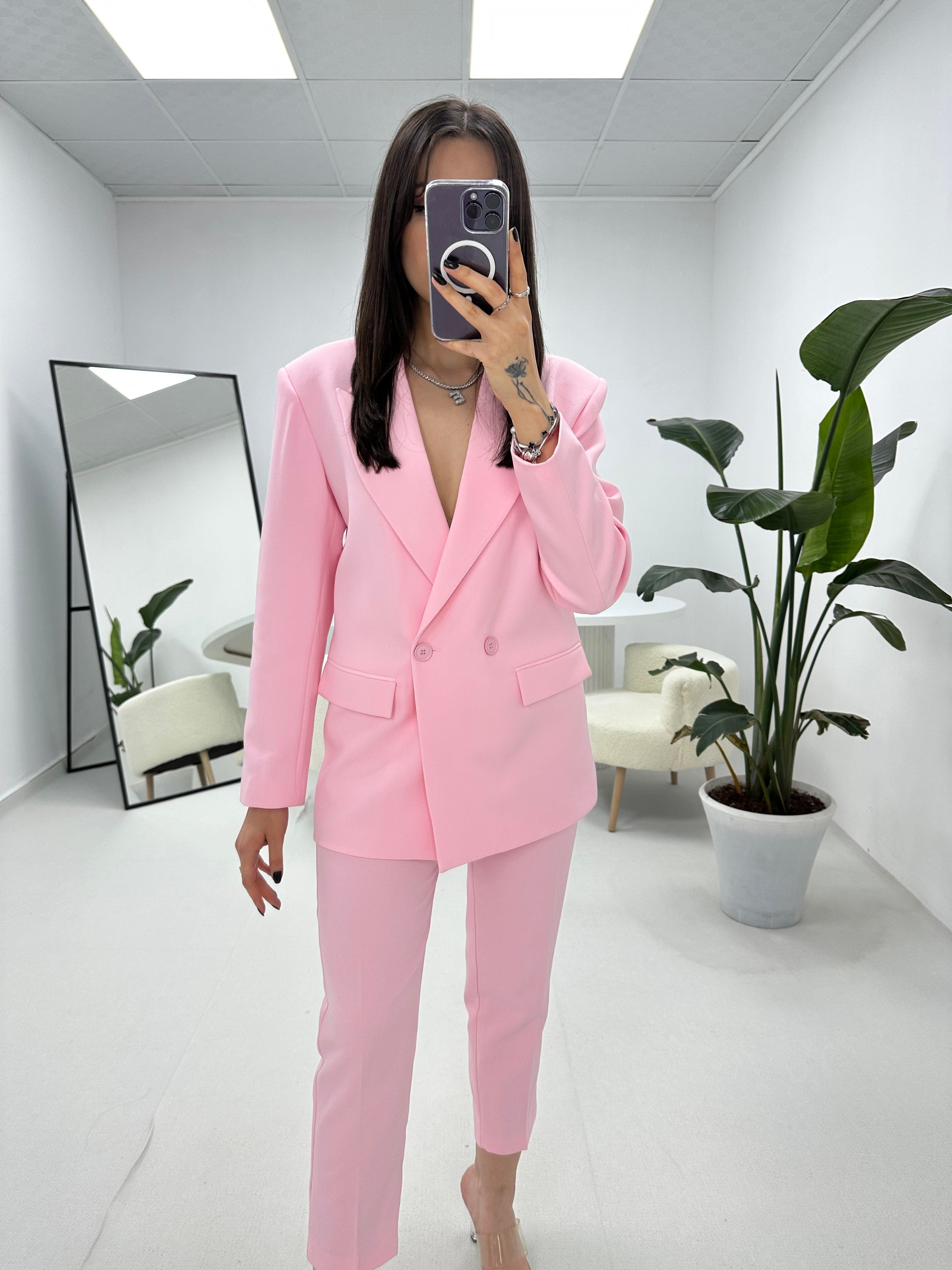Ceket Pantolon Pembe Takım