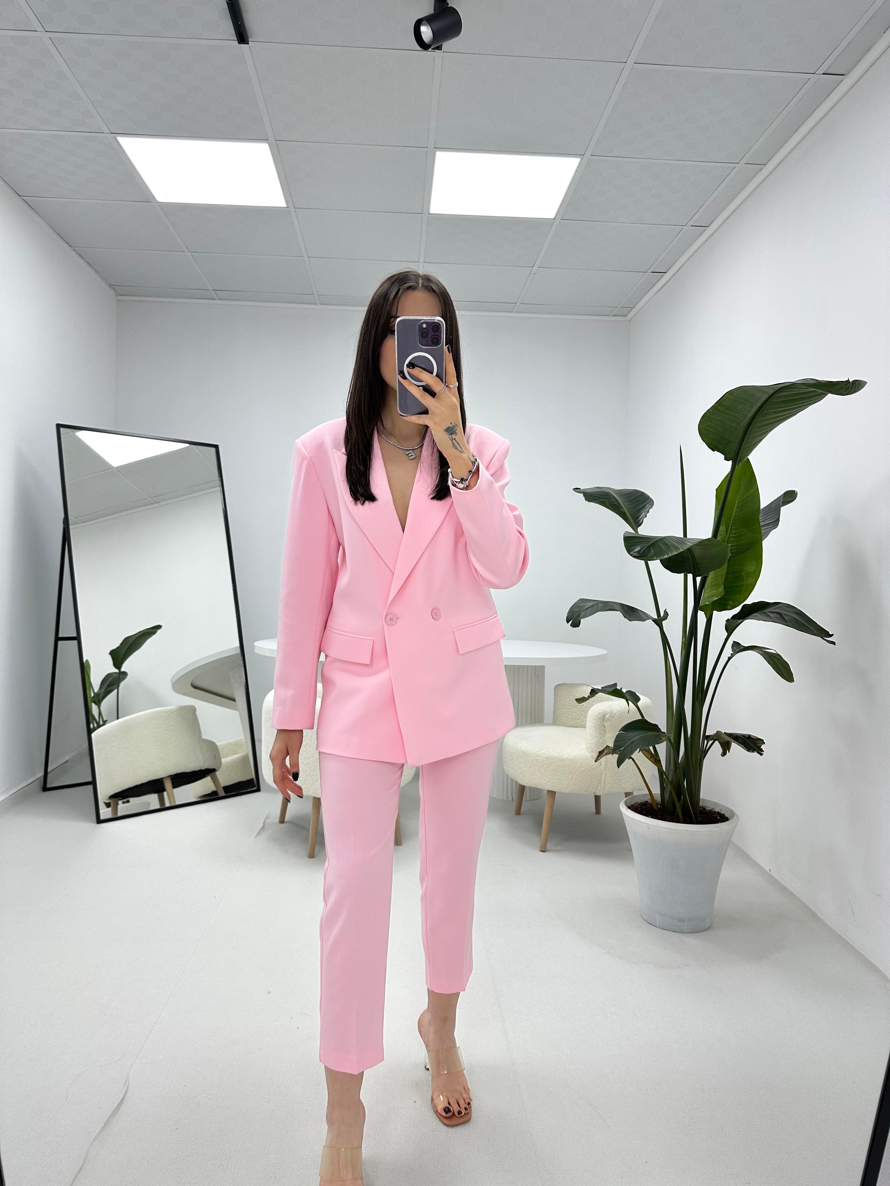 Ceket Pantolon Pembe Takım