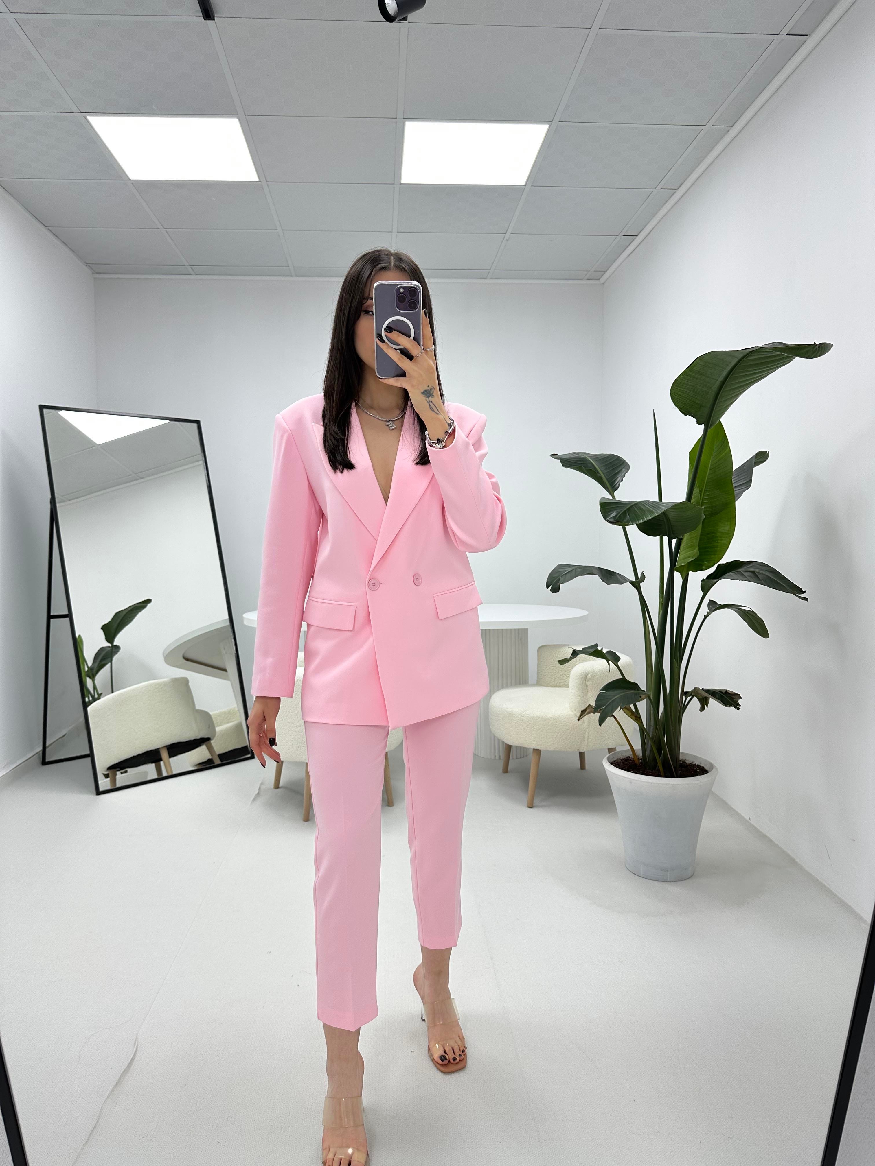 Ceket Pantolon Pembe Takım