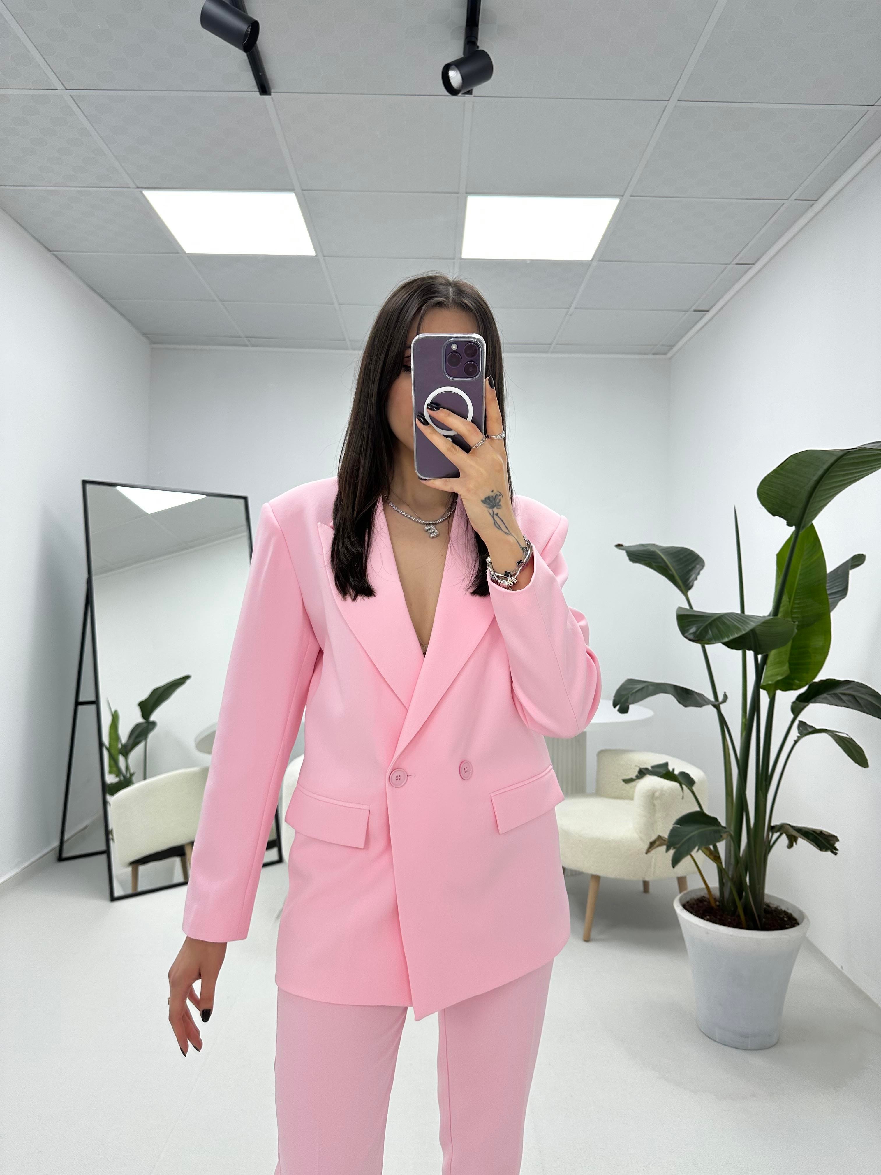 Ceket Pantolon Pembe Takım