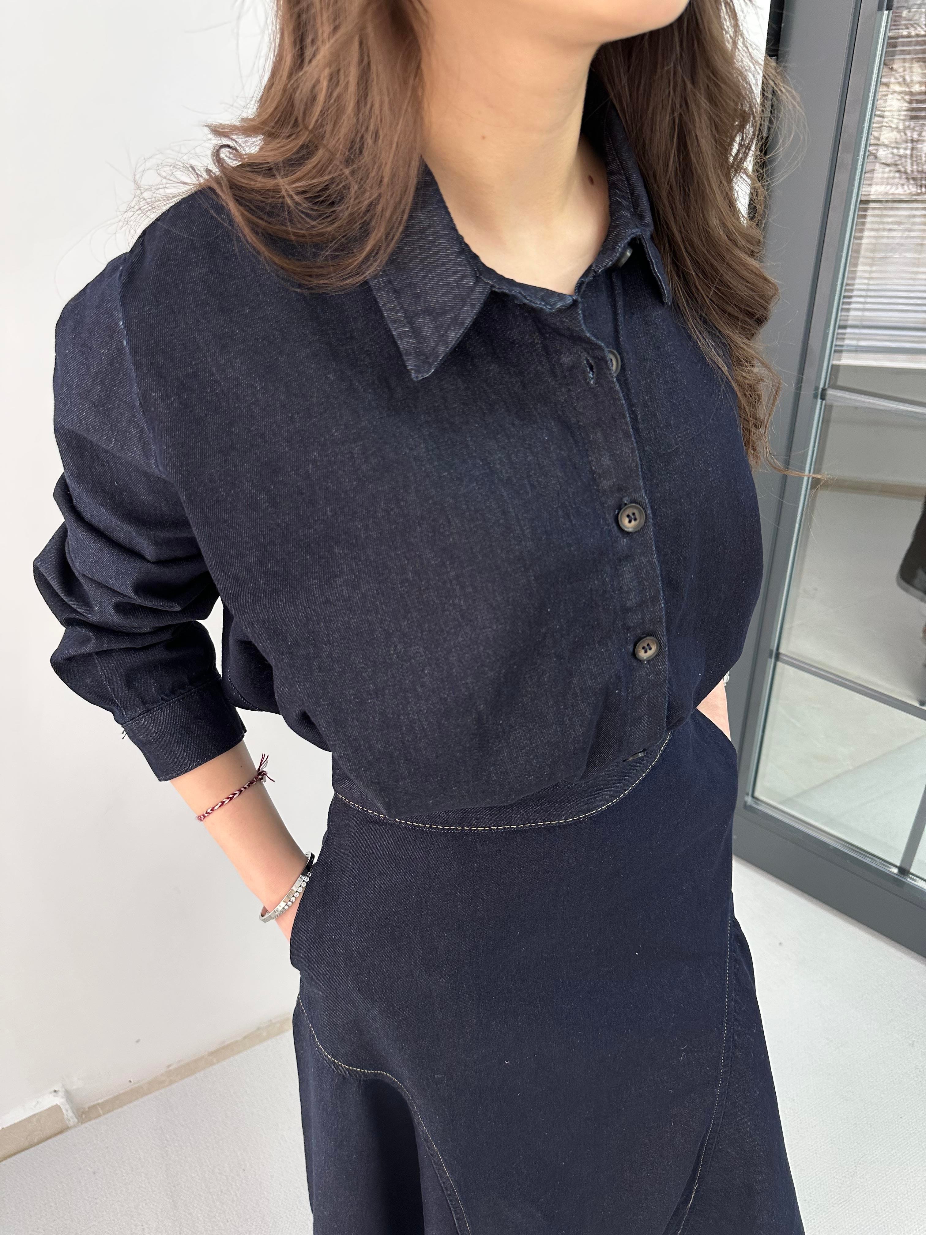 Denim Düğmeli Gömlek