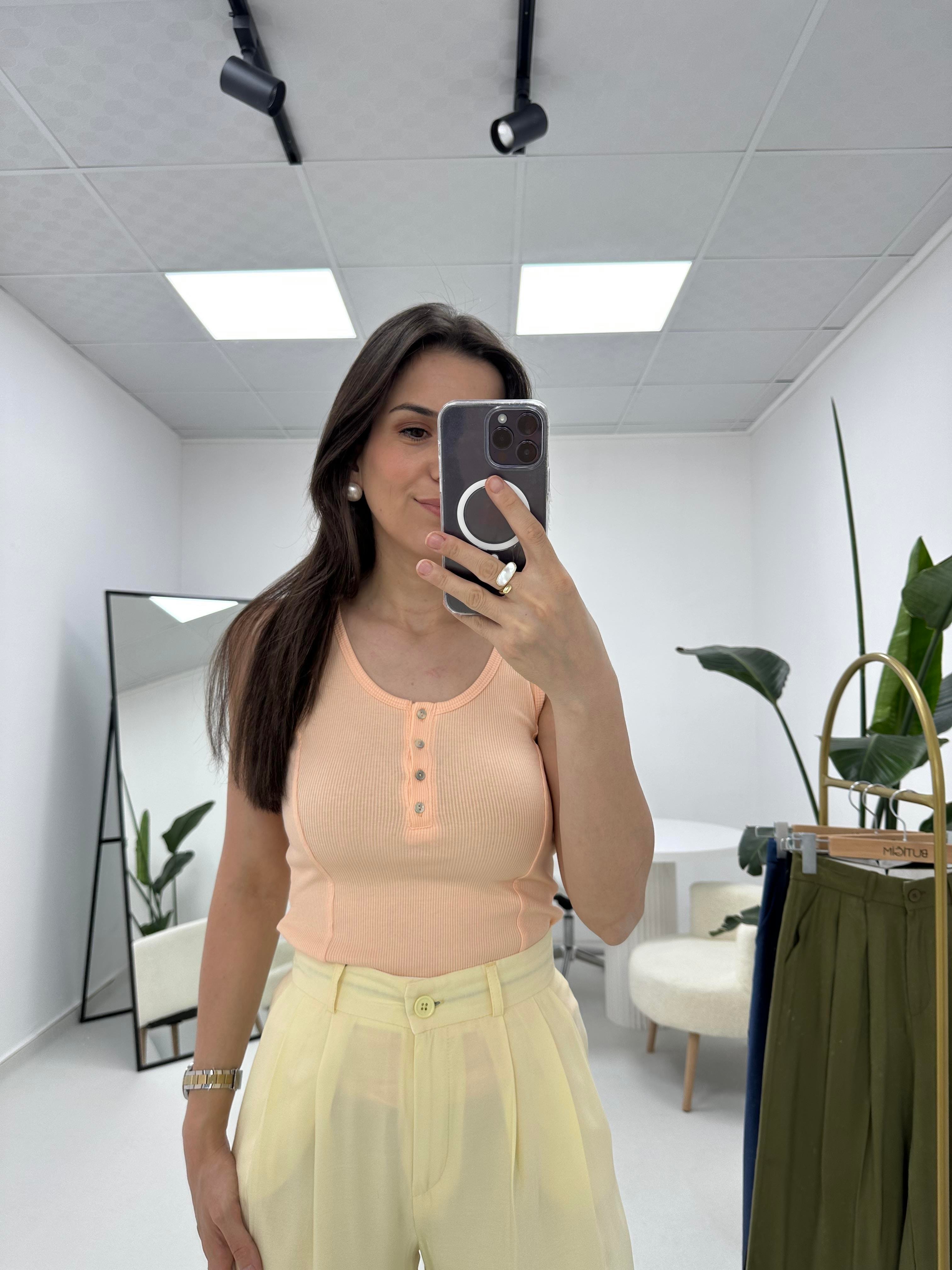 Dört Düğmeli Kaşkorse Atlet Somon 