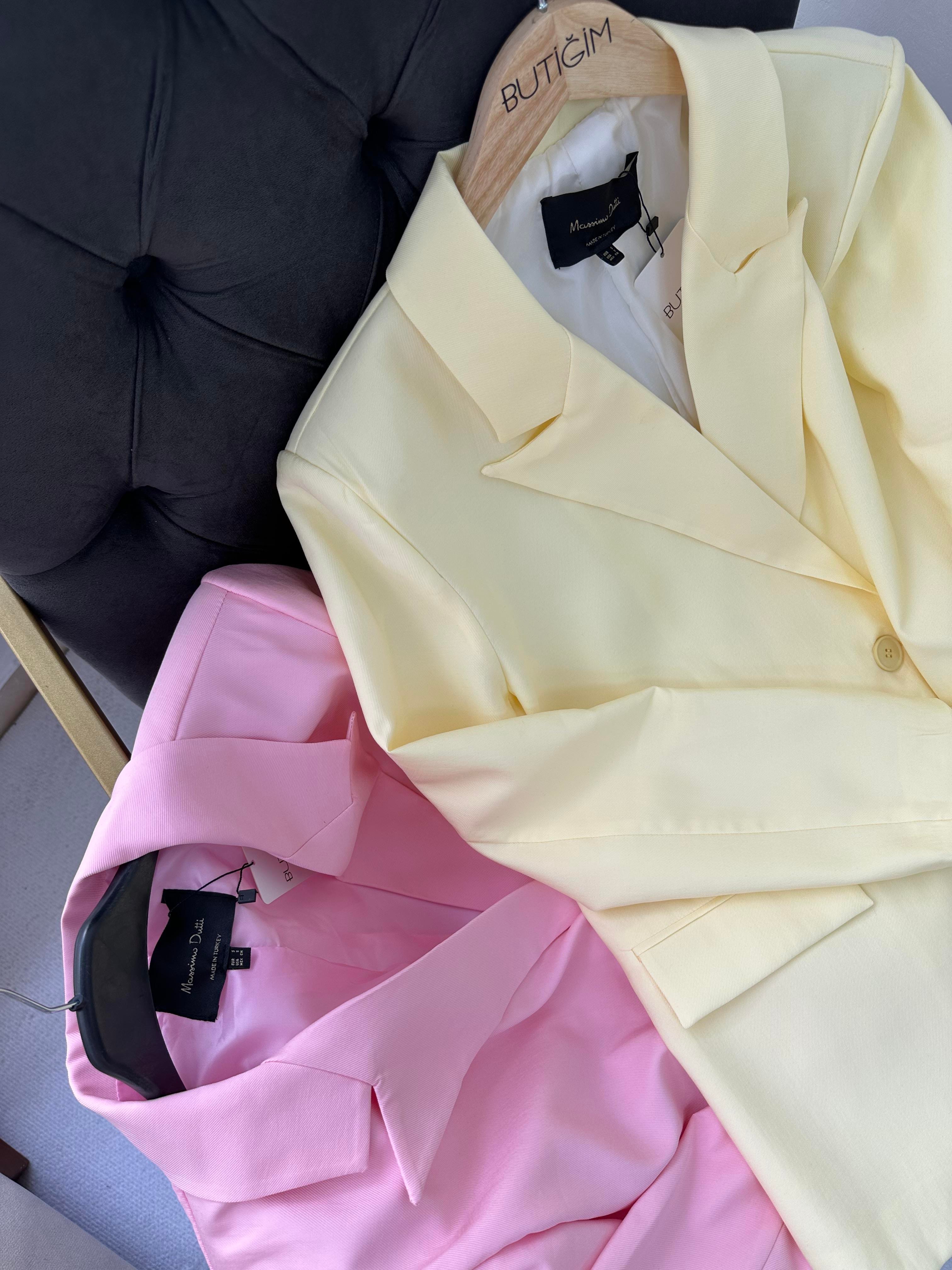 Düğmeli Blazer Pembe Ceket