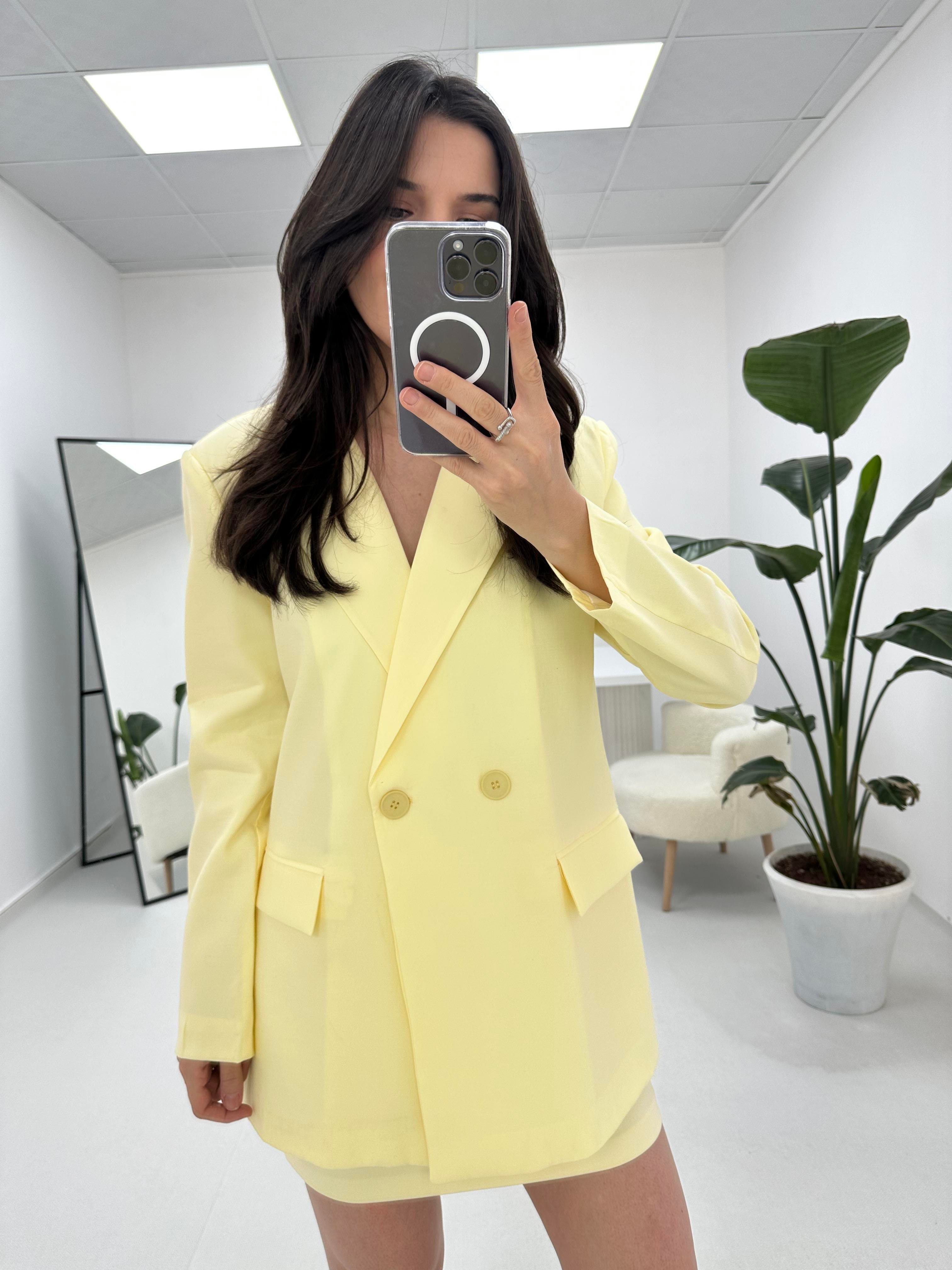 Düğmeli Blazer Sarı Ceket
