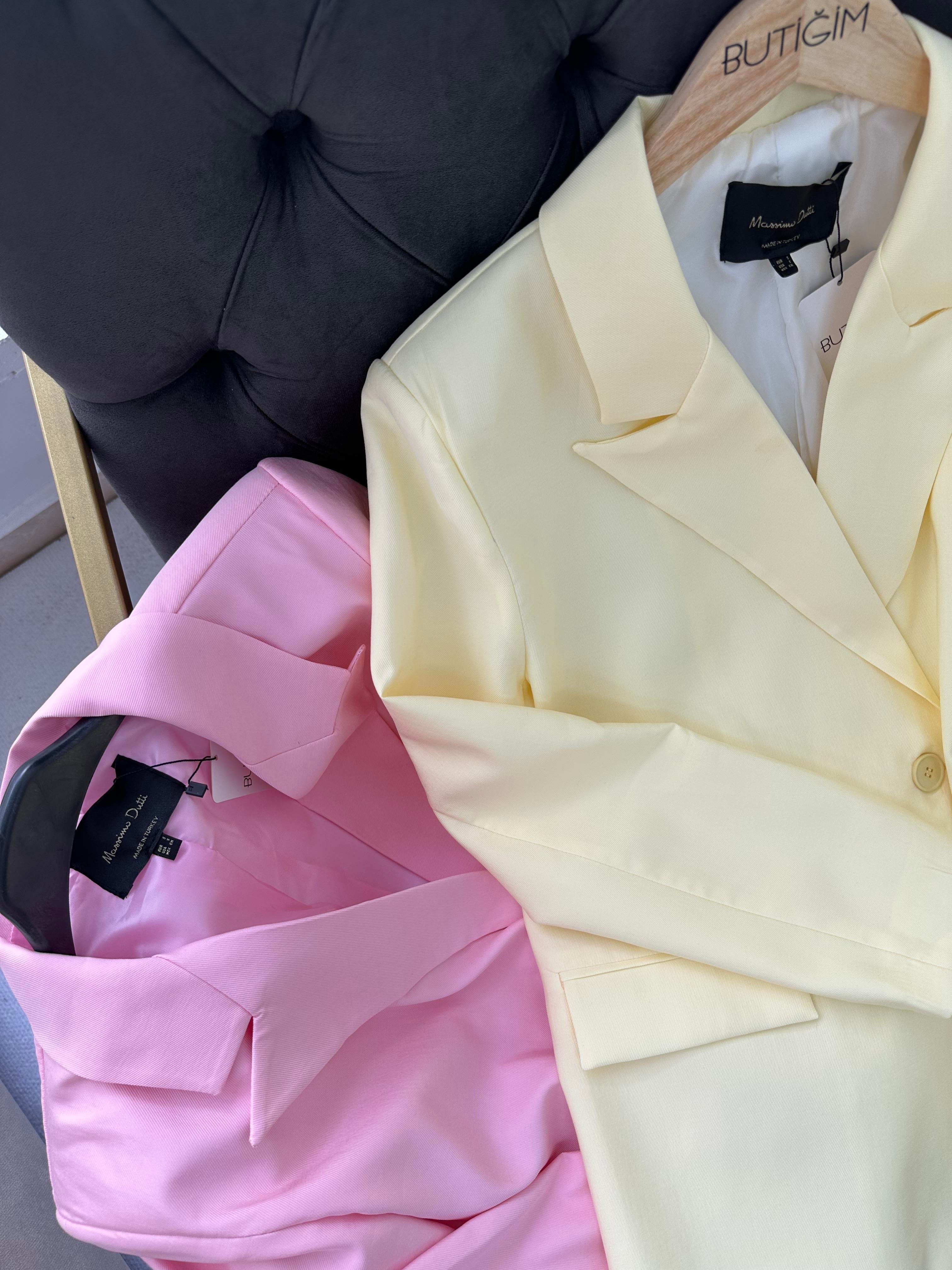 Düğmeli Blazer Sarı Ceket