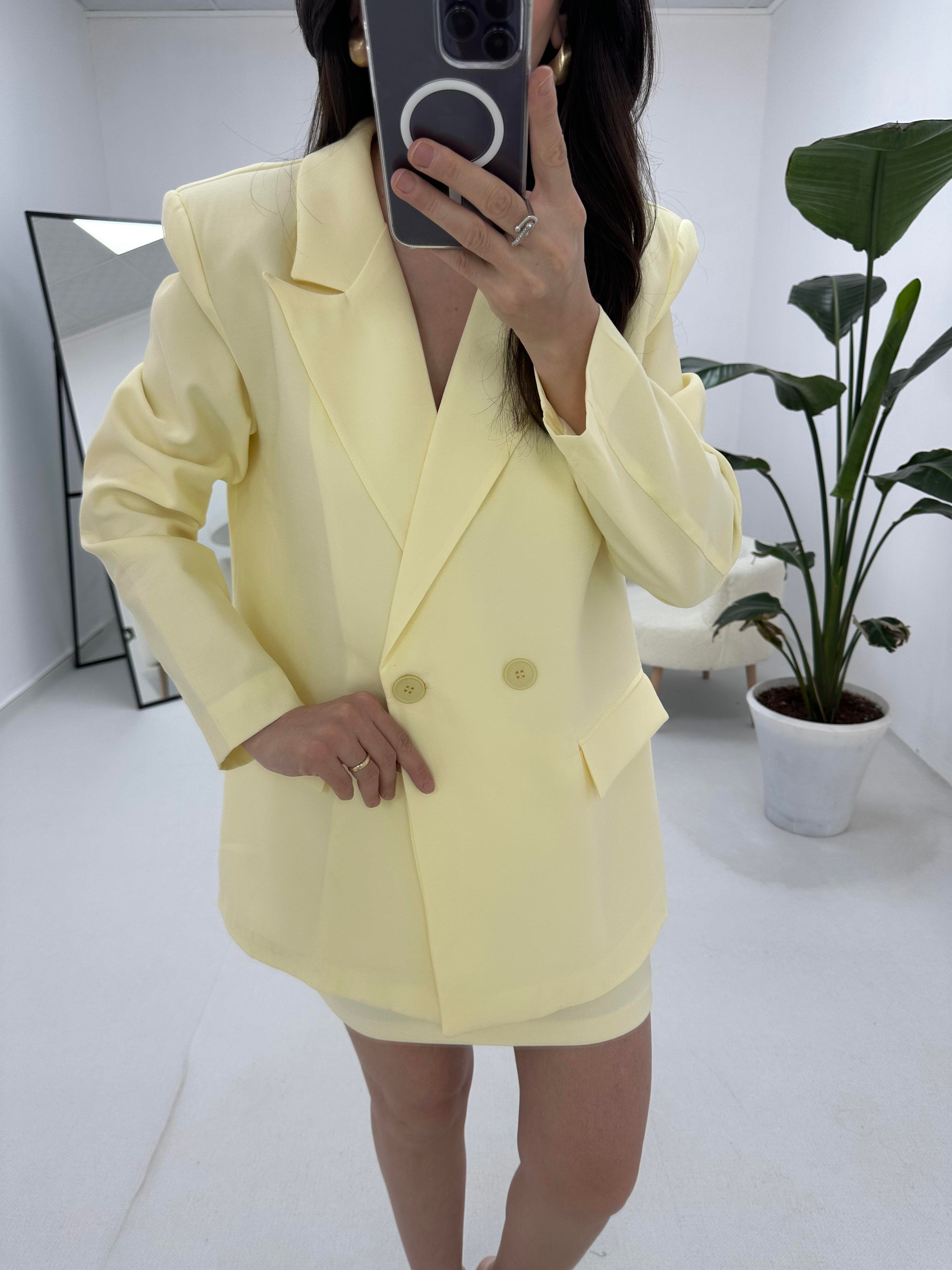 Düğmeli Blazer Sarı Ceket