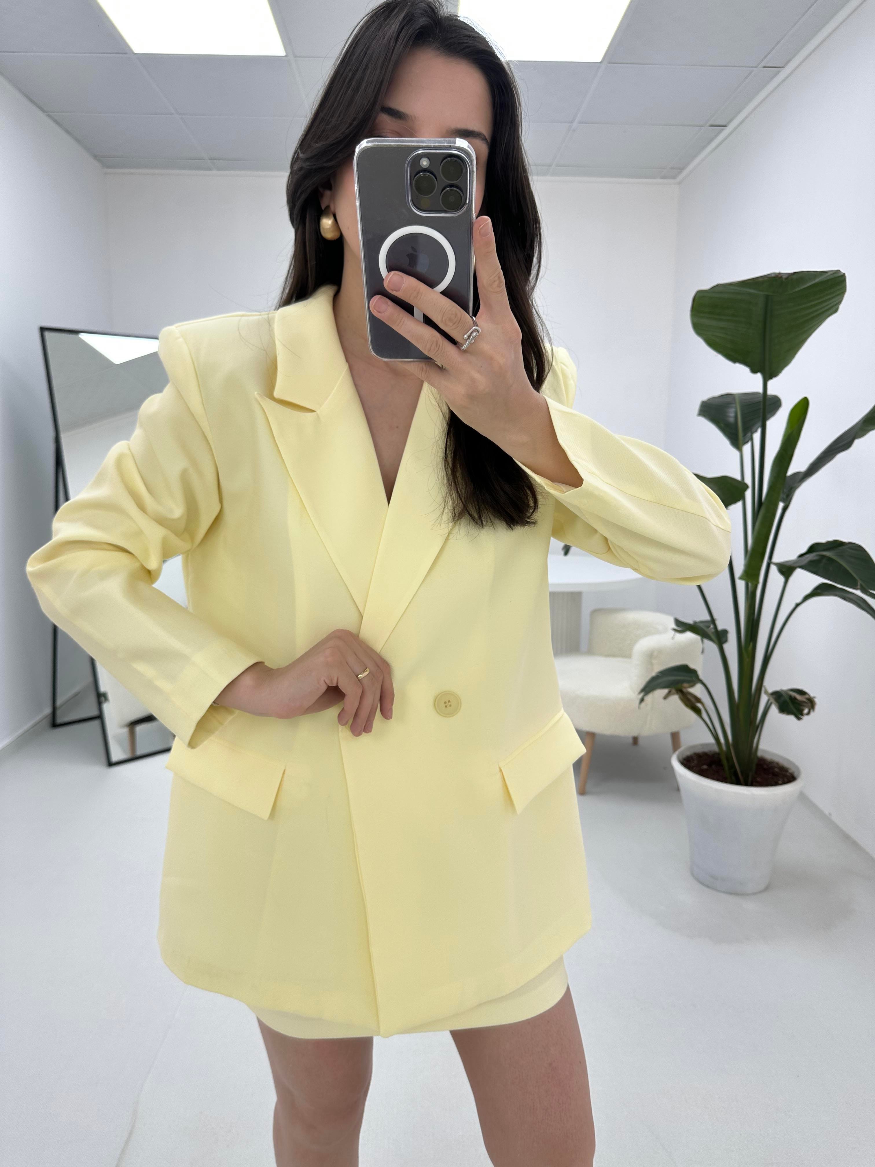 Düğmeli Blazer Sarı Ceket