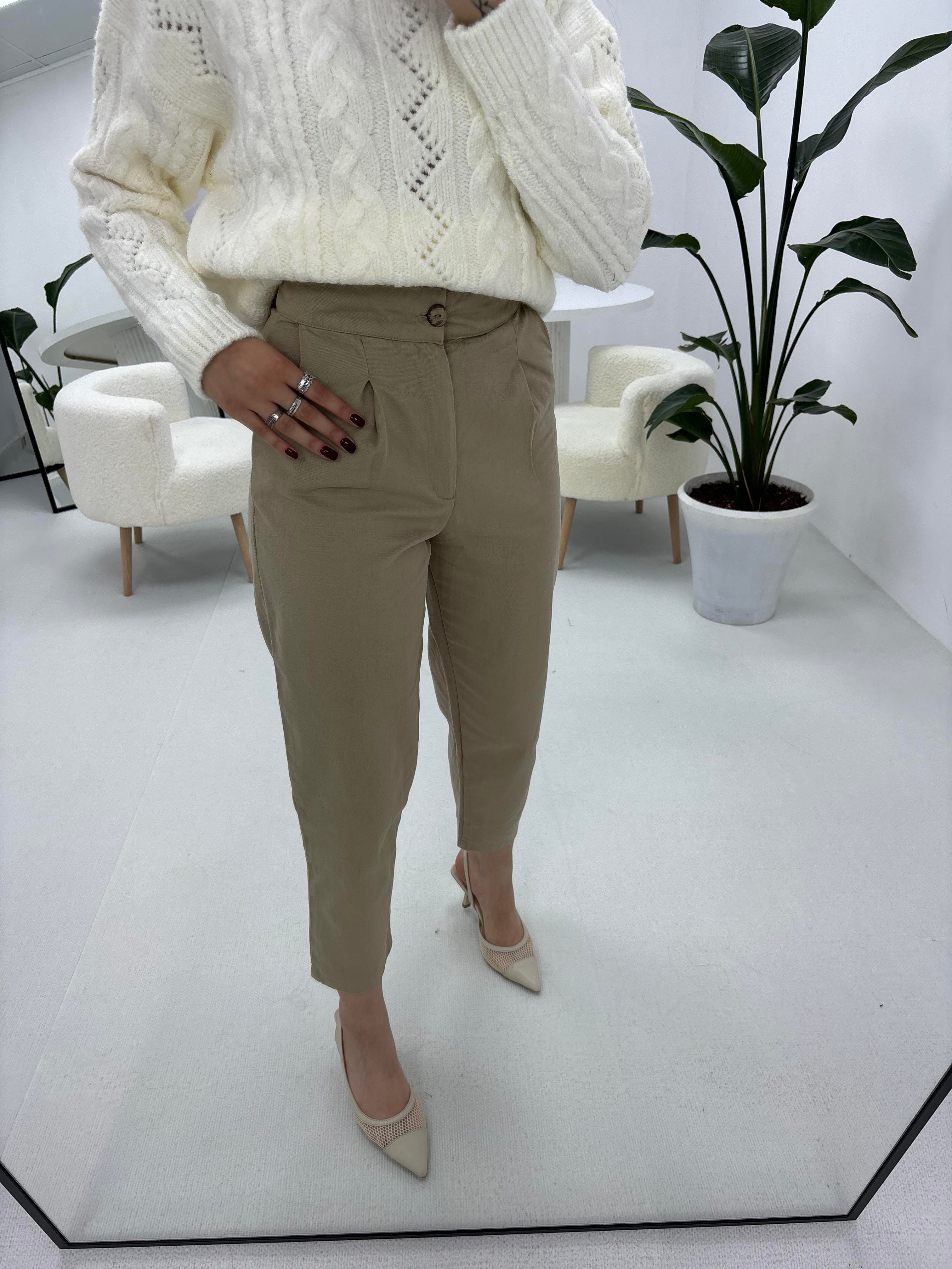 Gabardin Kumaş Havuç Model Vizon  Pantolon 