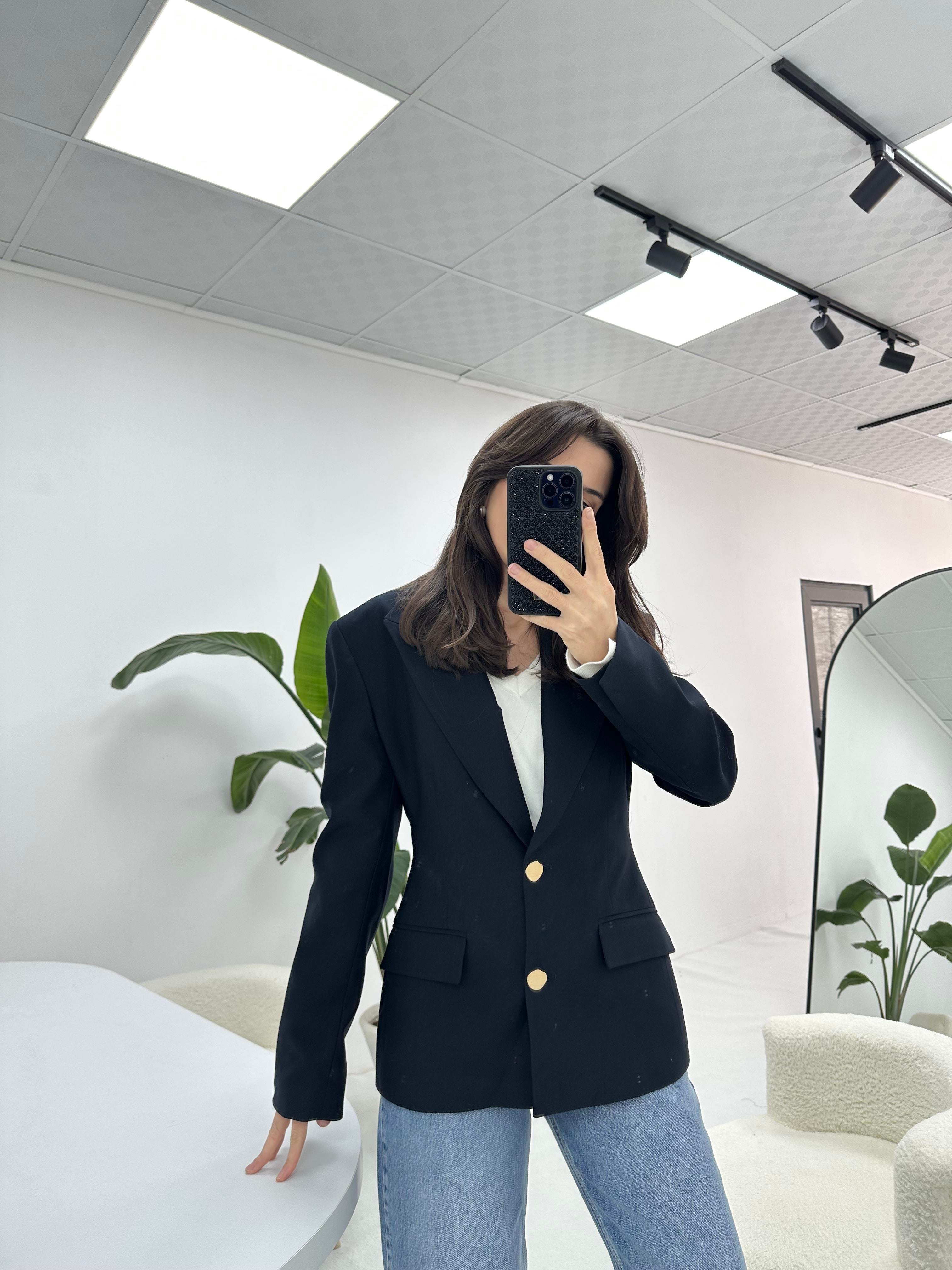 Gold Düğmeli Blazer Ceket