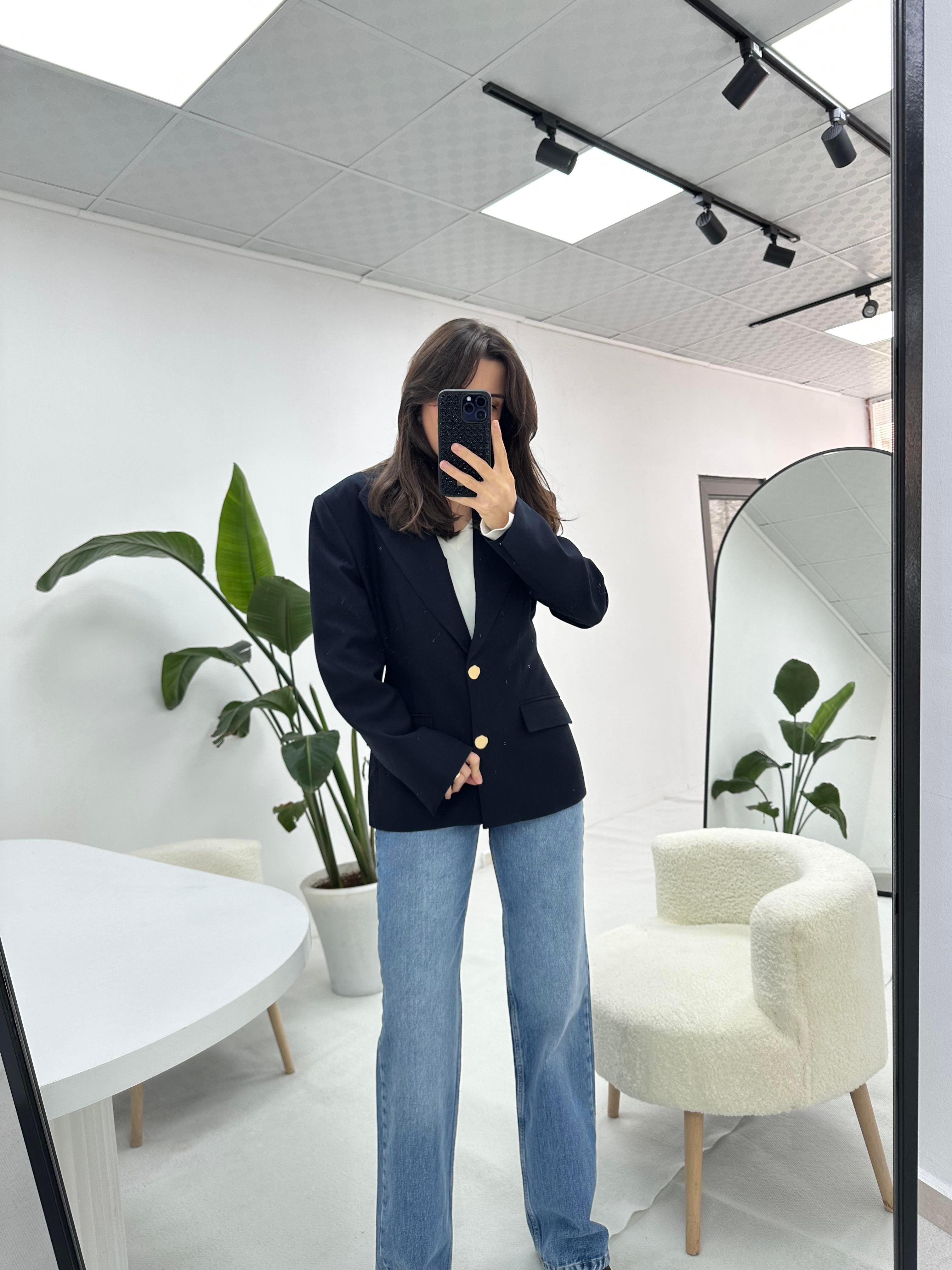 Gold Düğmeli Blazer Ceket