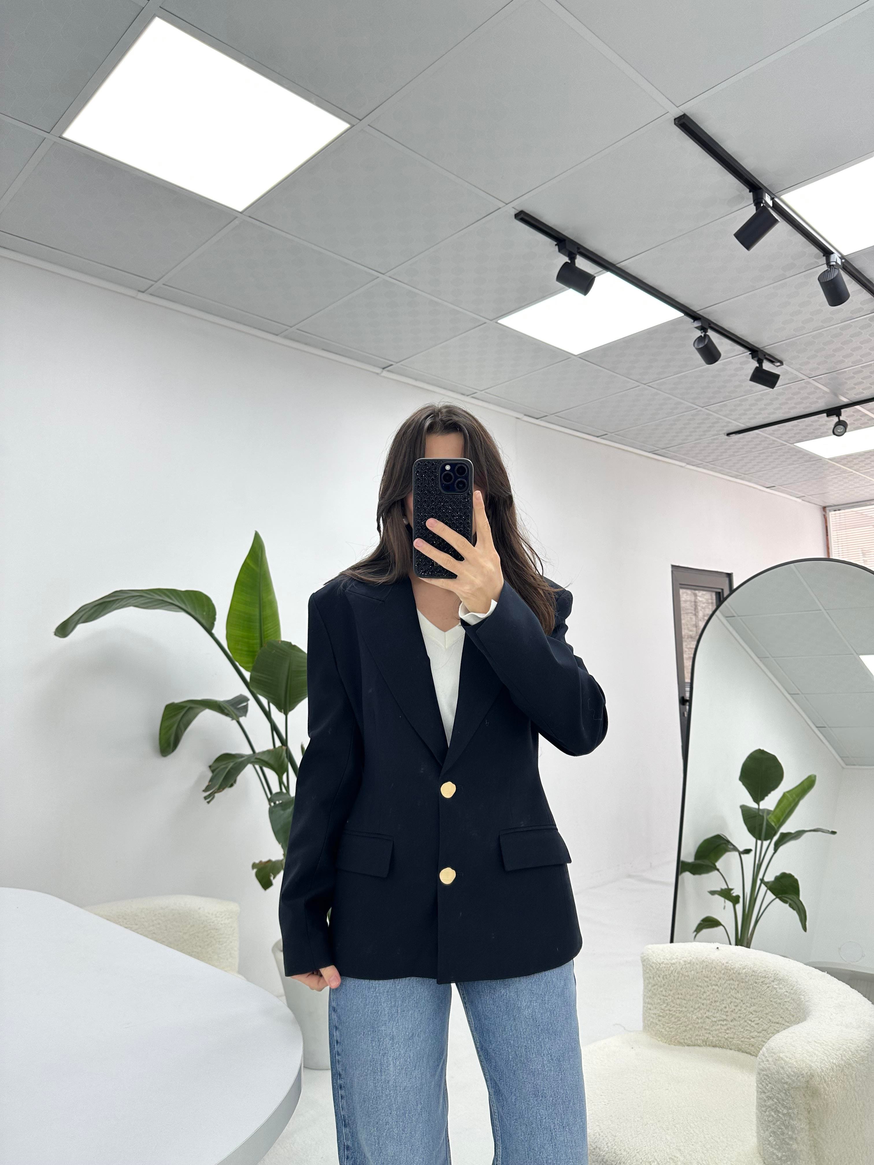 Gold Düğmeli Blazer Ceket