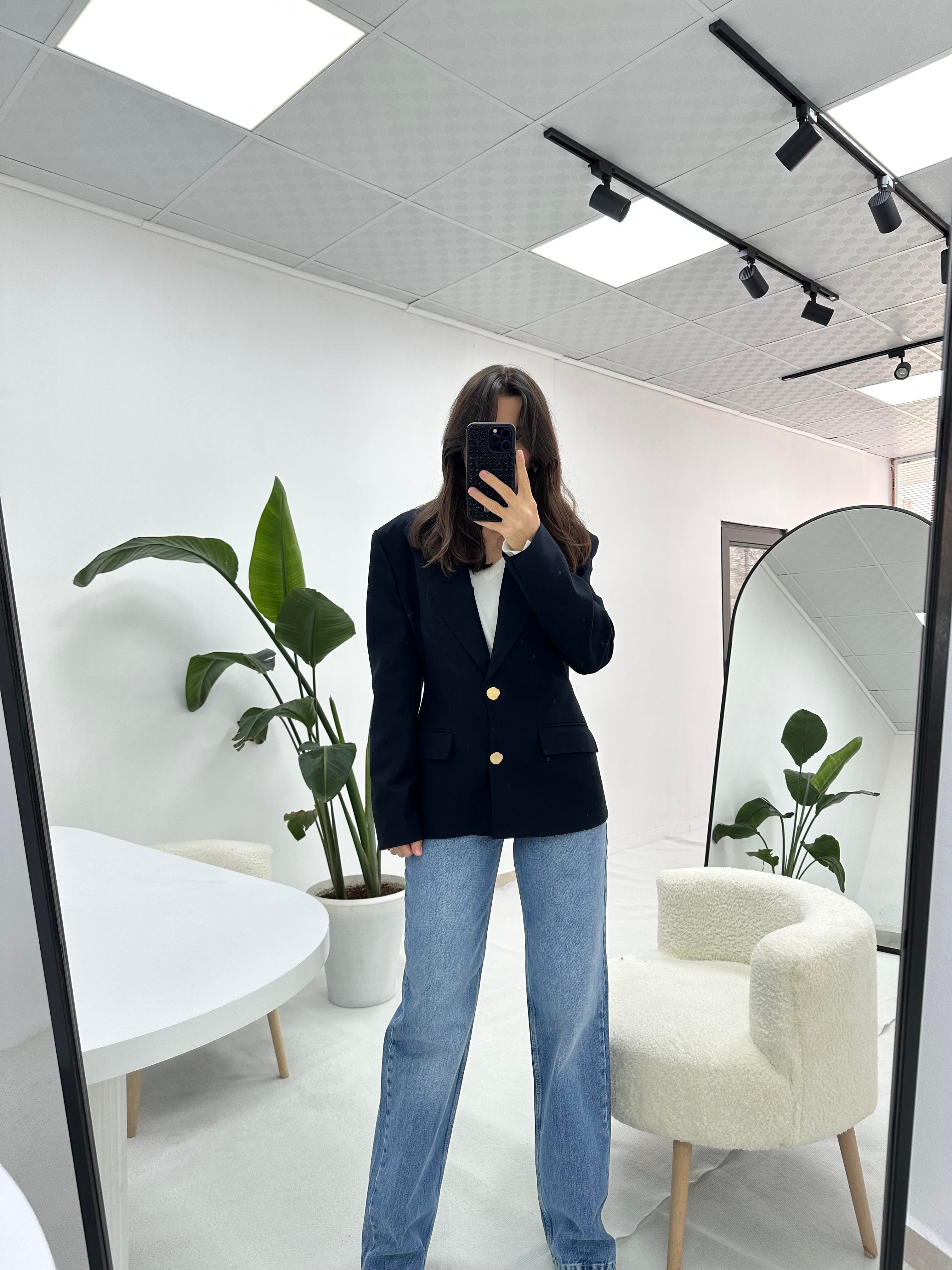 Gold Düğmeli Blazer Ceket