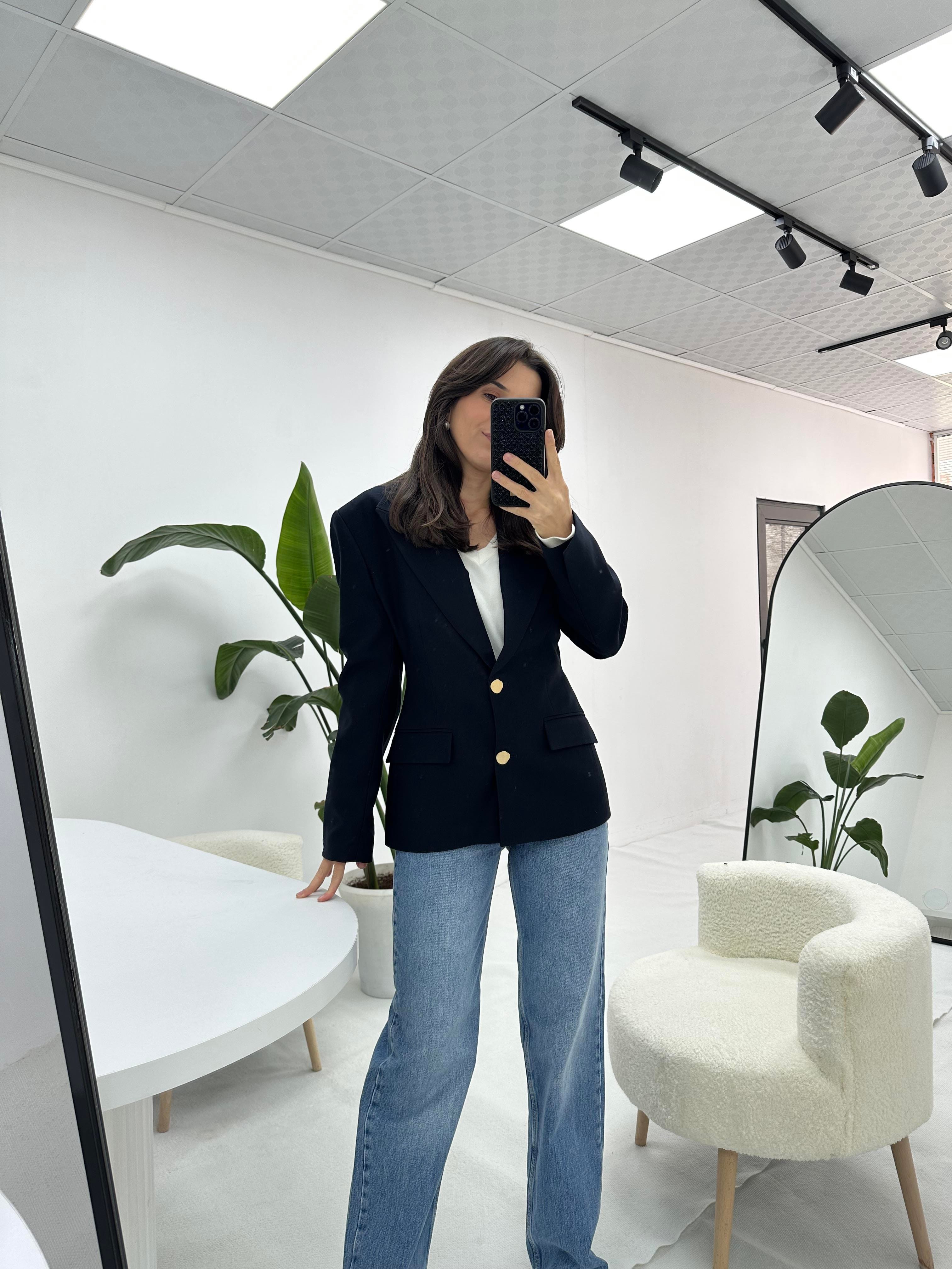 Gold Düğmeli Blazer Ceket