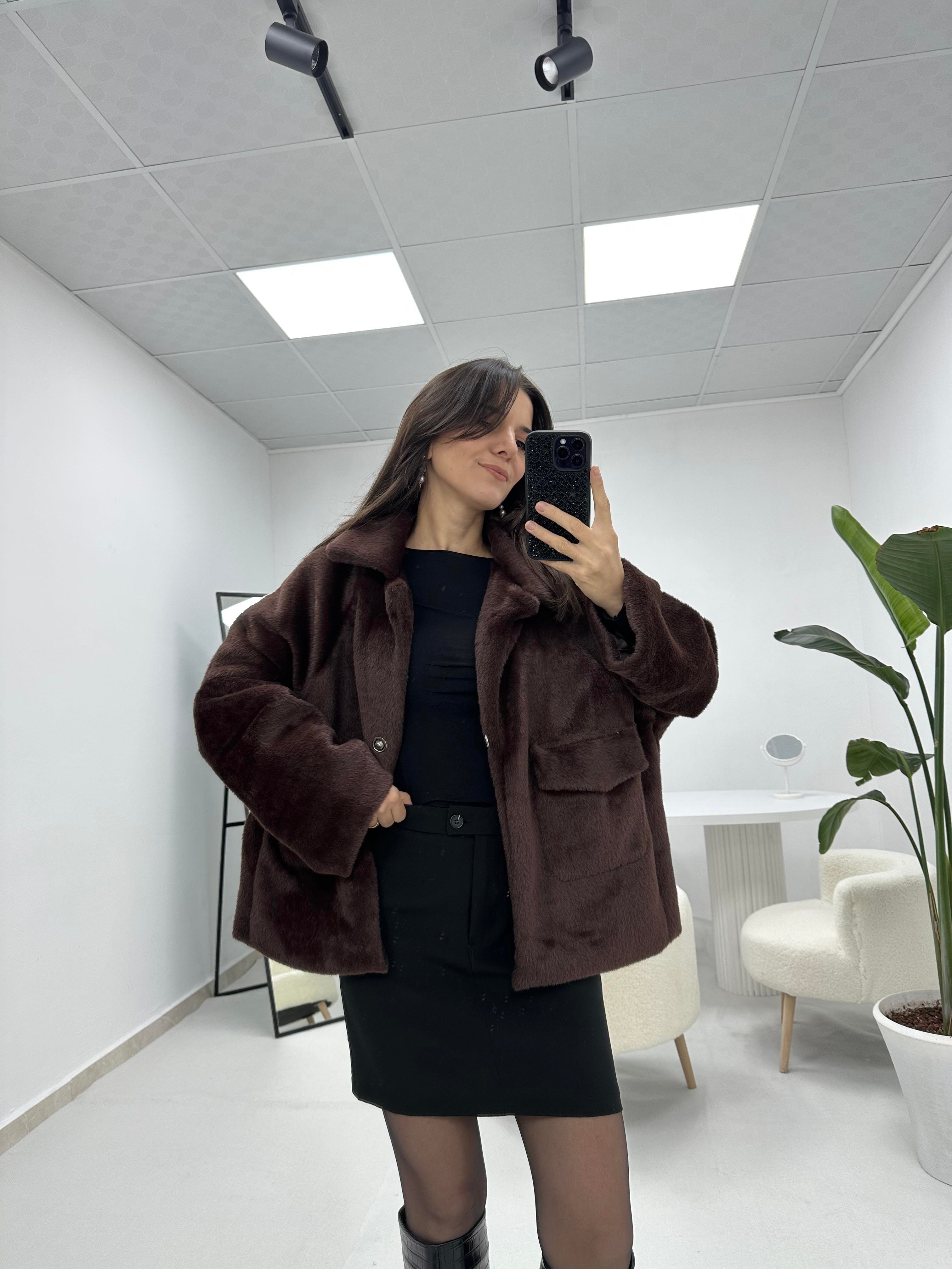Kahverengi  Peluş Ceket 