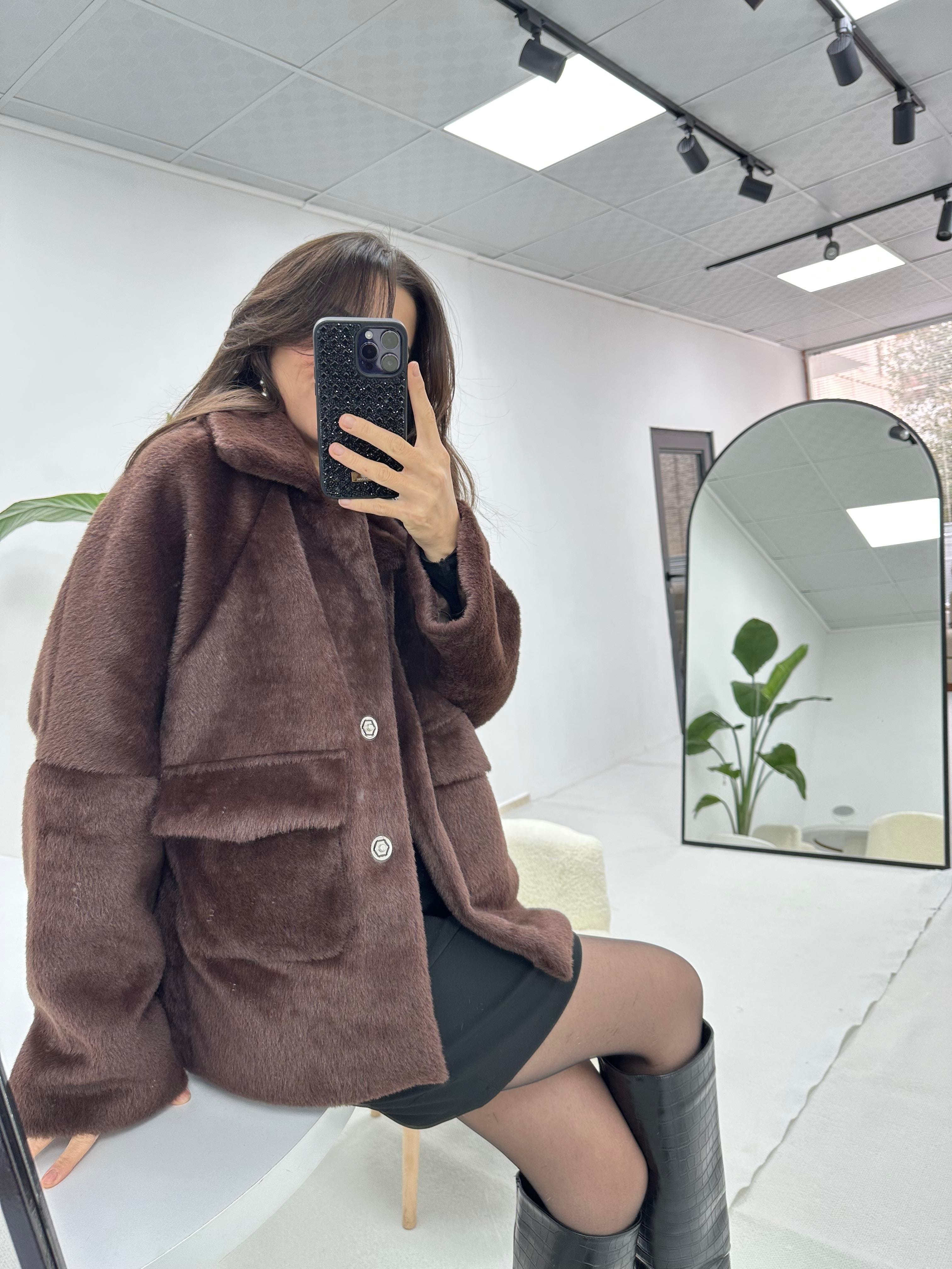 Kahverengi  Peluş Ceket 