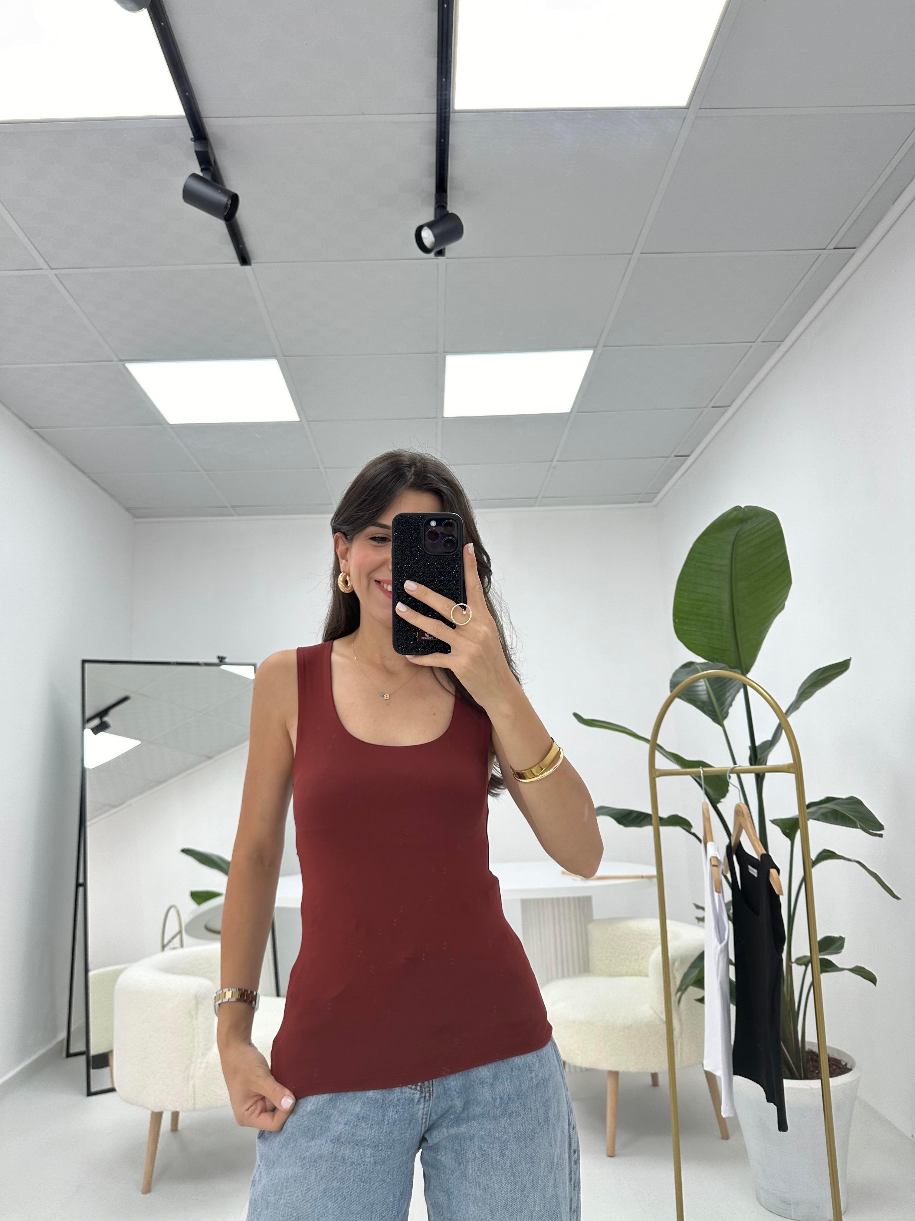 Kare Yaka Basic Bordo Tişört