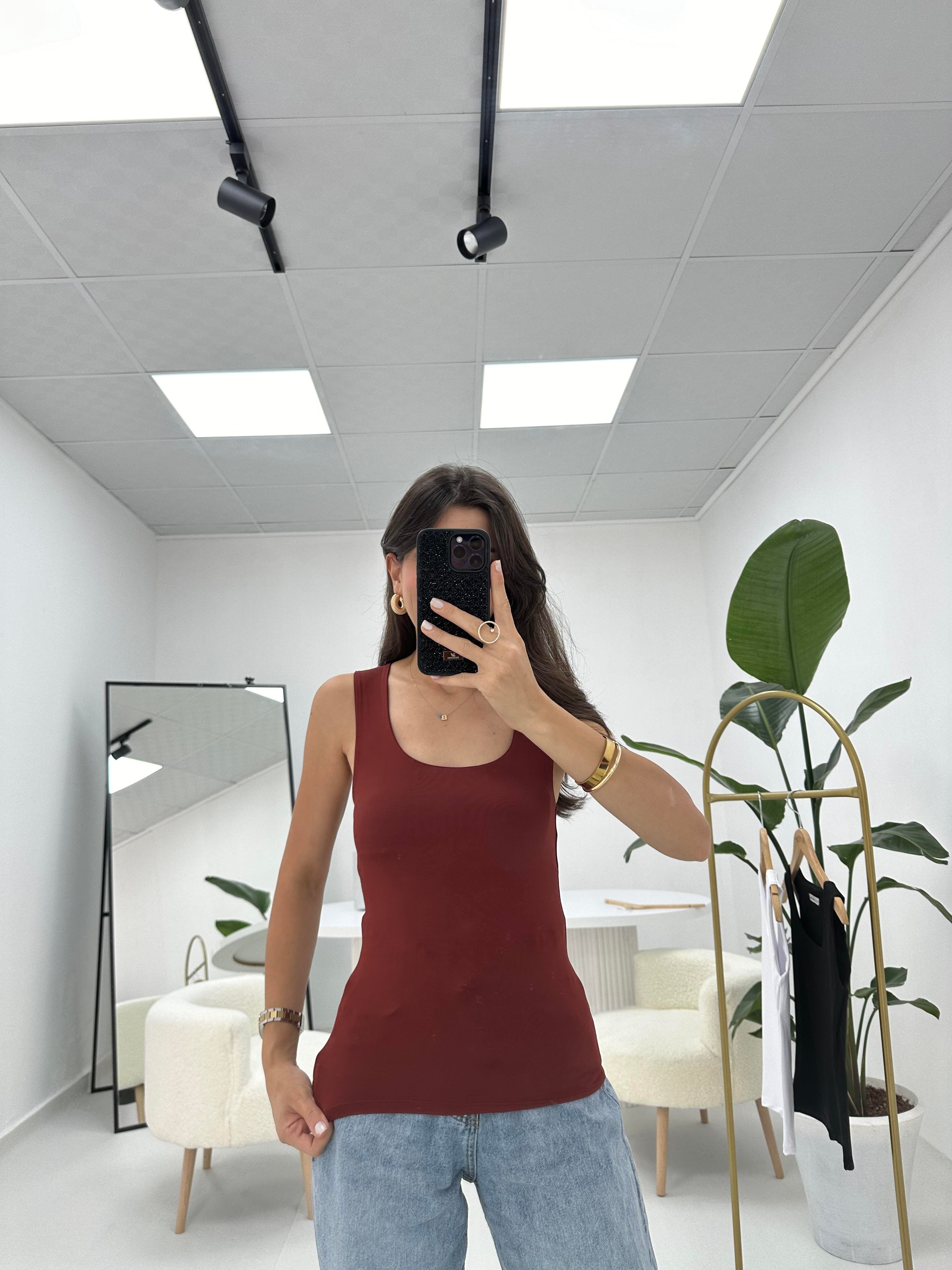 Kare Yaka Basic Bordo Tişört