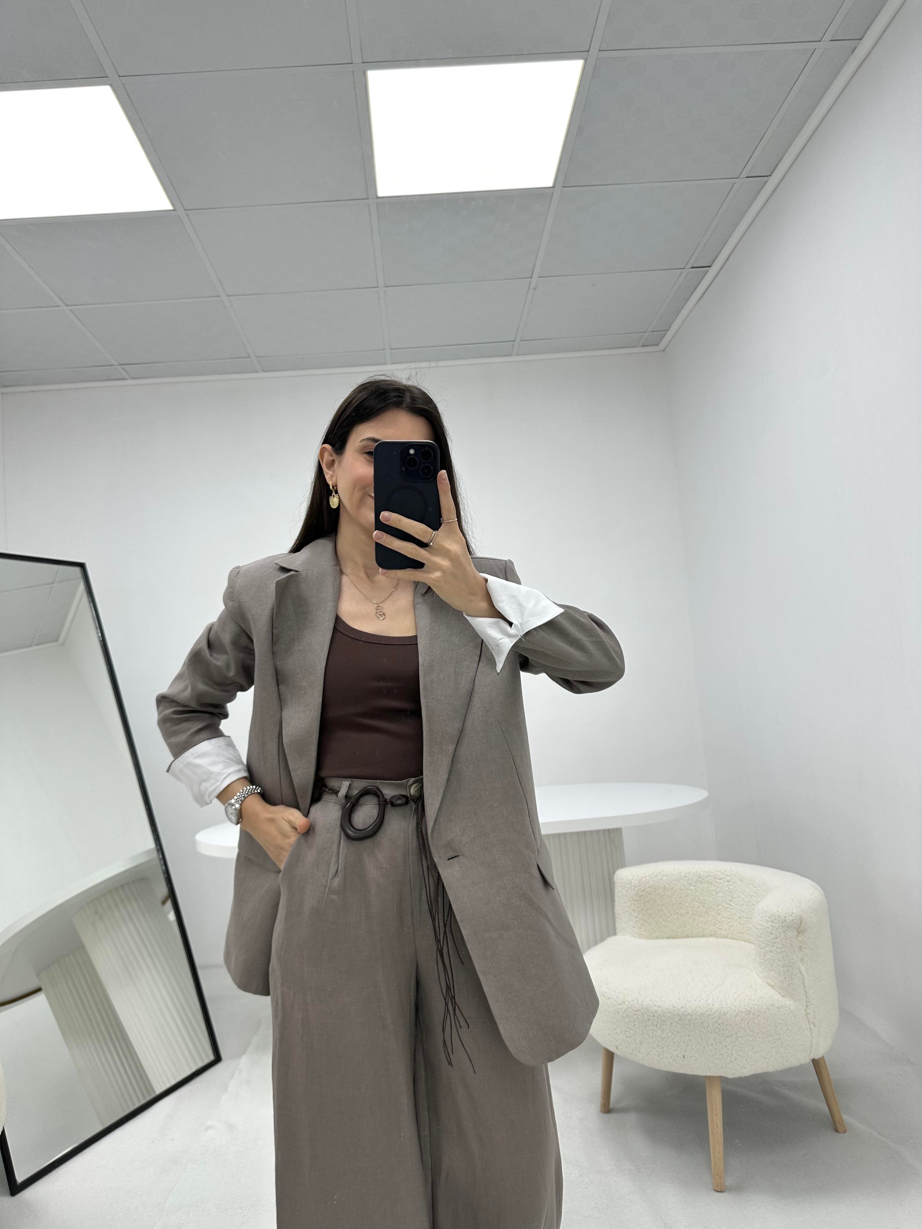 Keten Vizon Blazer Ceket 