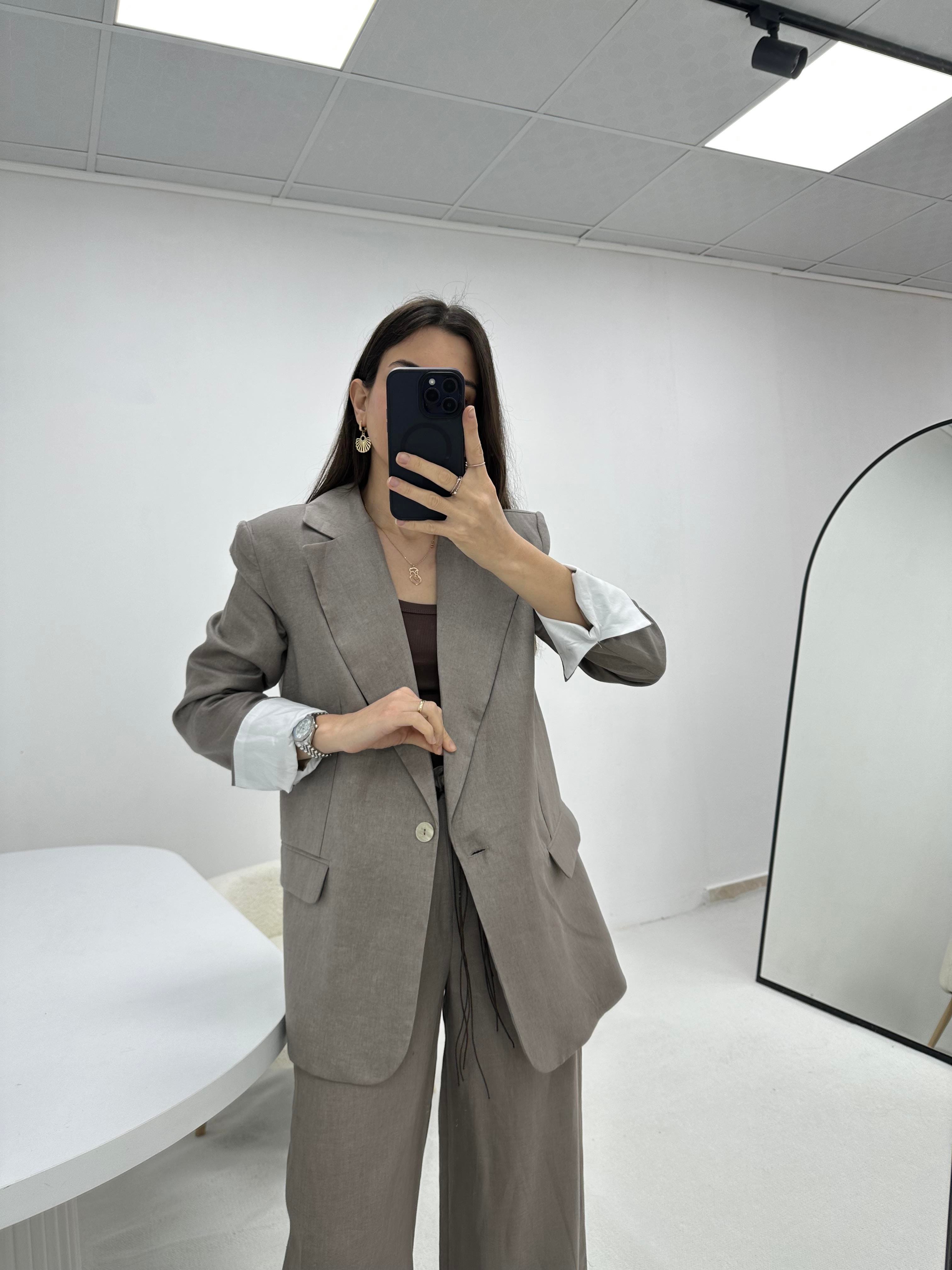 Keten Vizon Blazer Ceket 