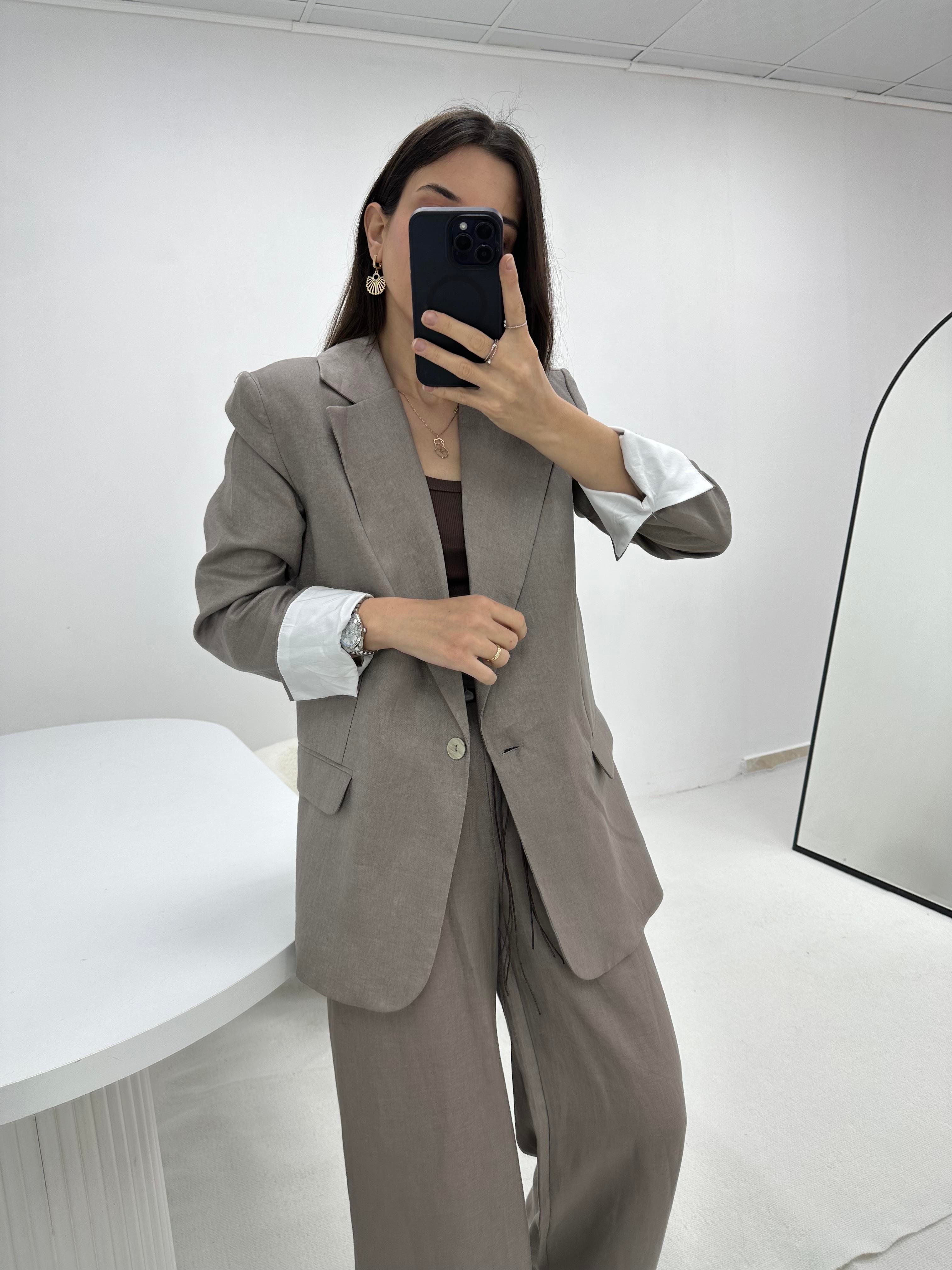 Keten Vizon Blazer Ceket 