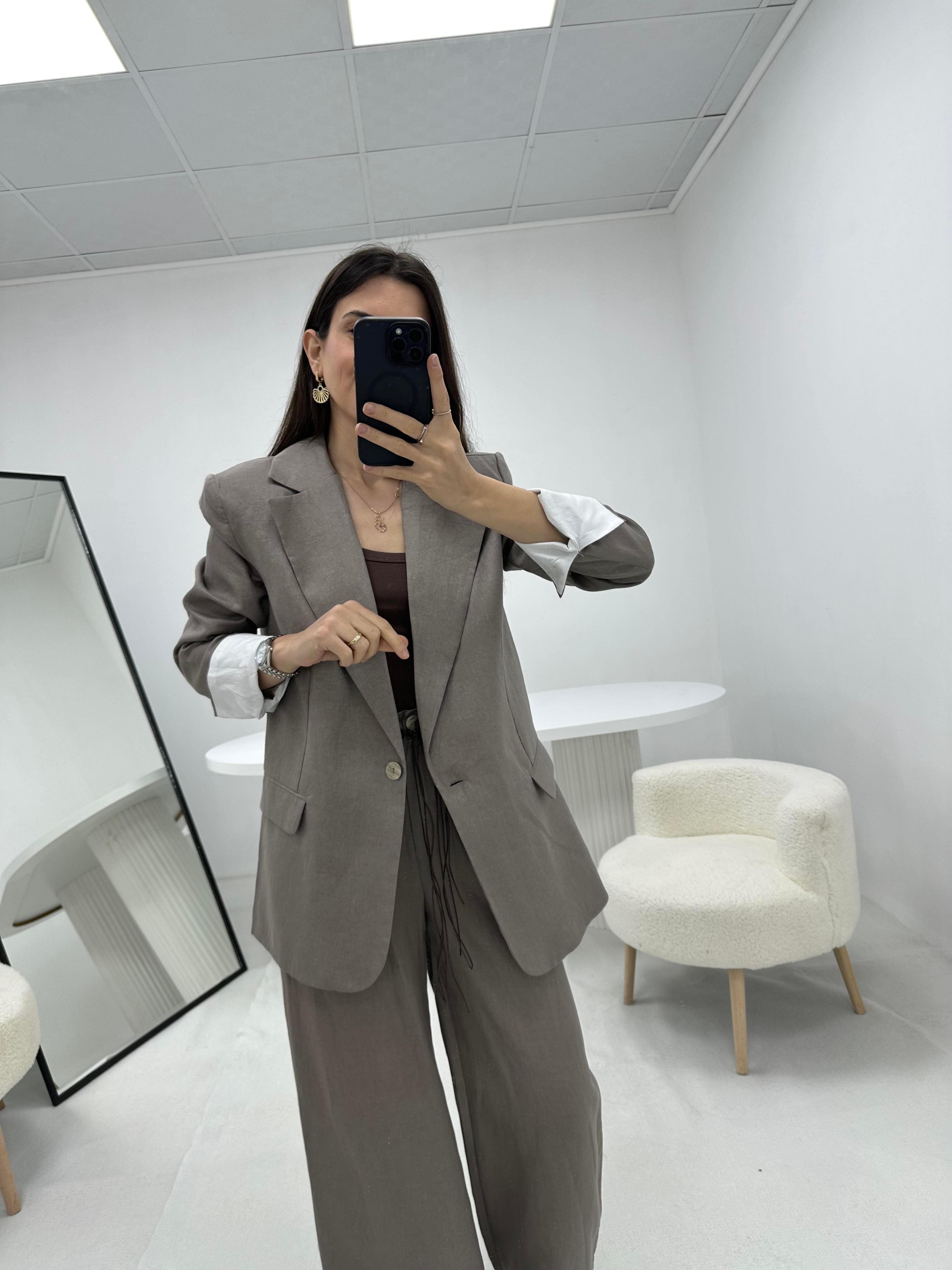 Keten Vizon Blazer Ceket 