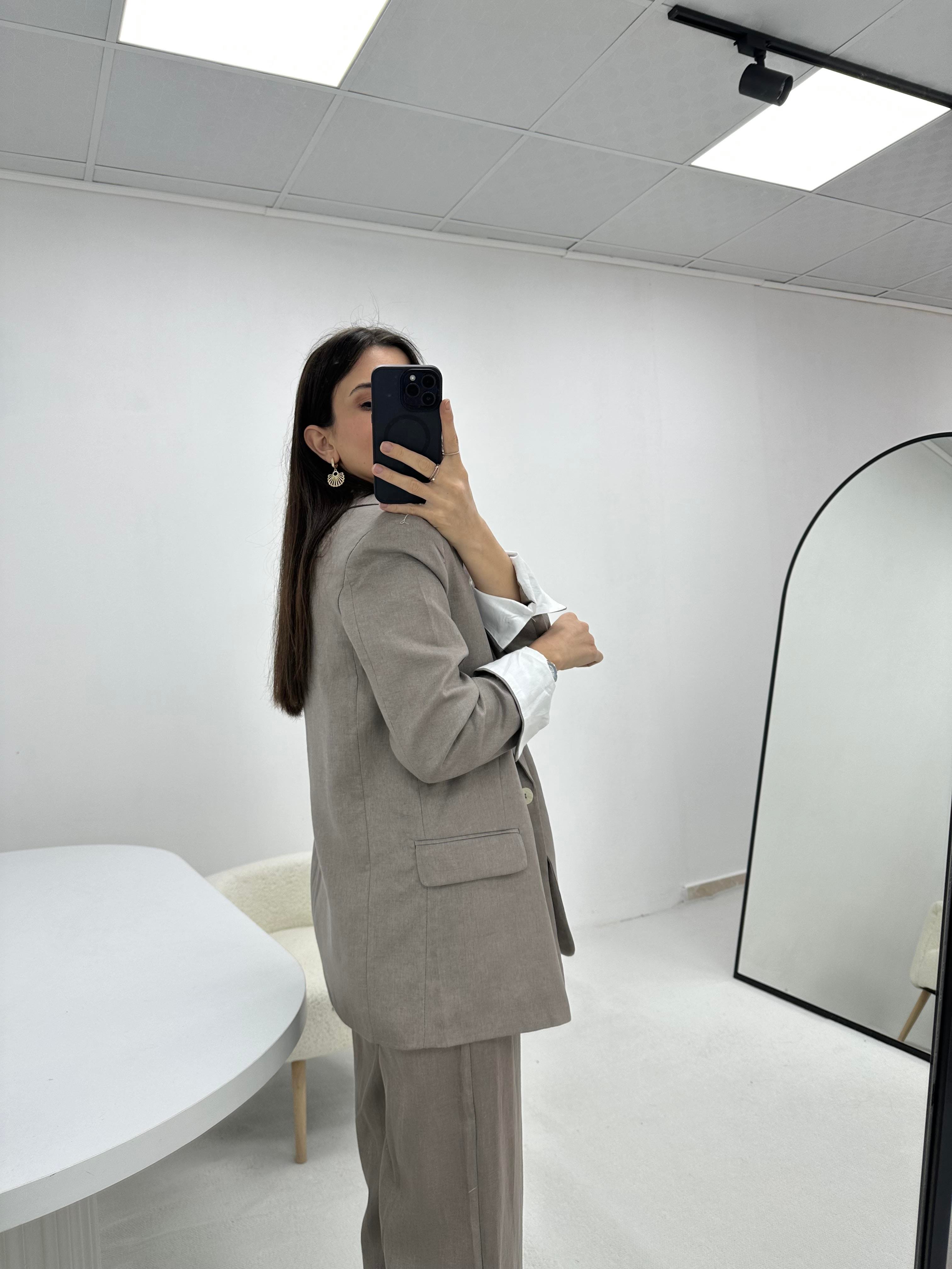 Keten Vizon Blazer Ceket 