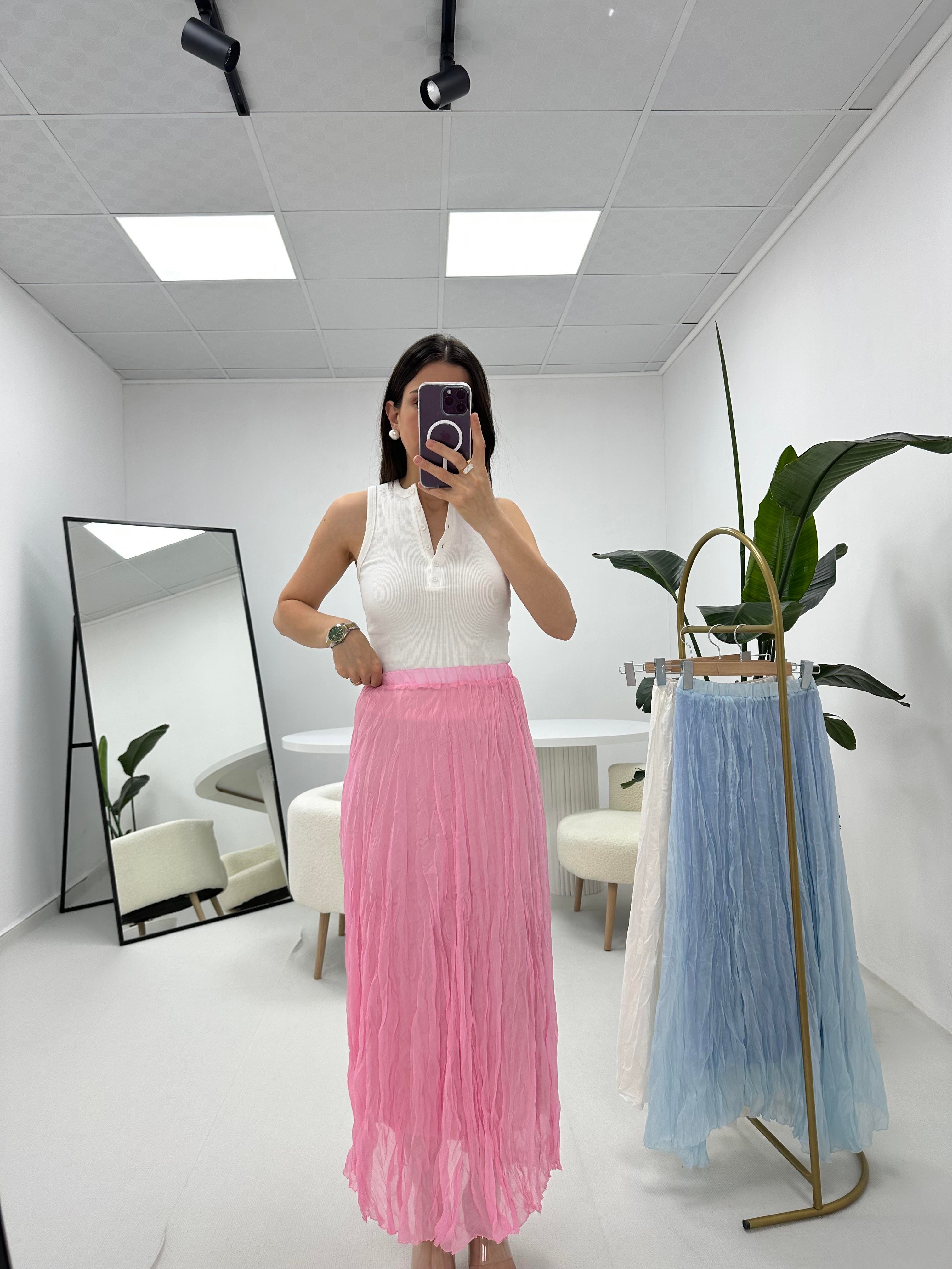 Kırışık Etek Pembe