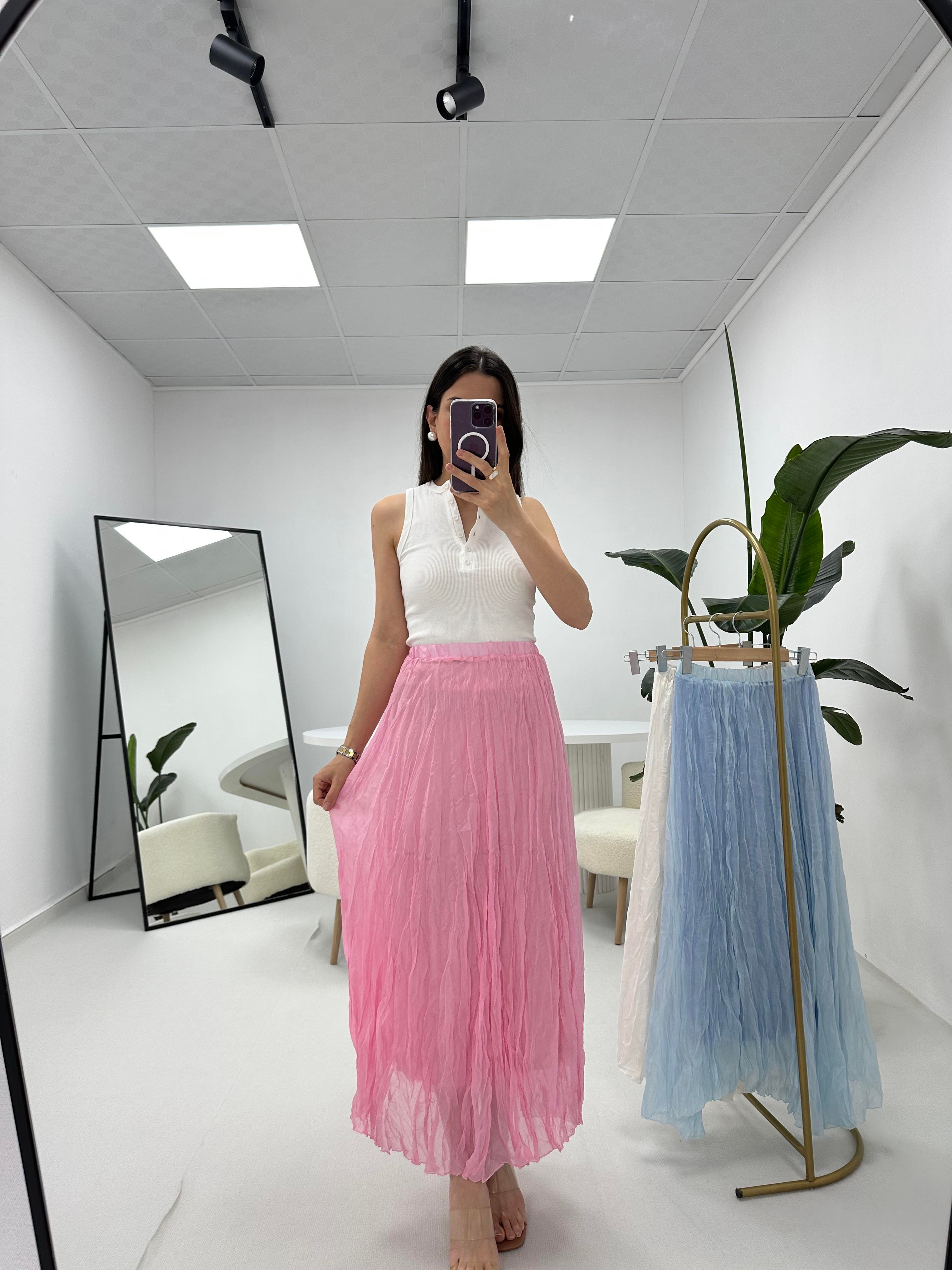 Kırışık Etek Pembe