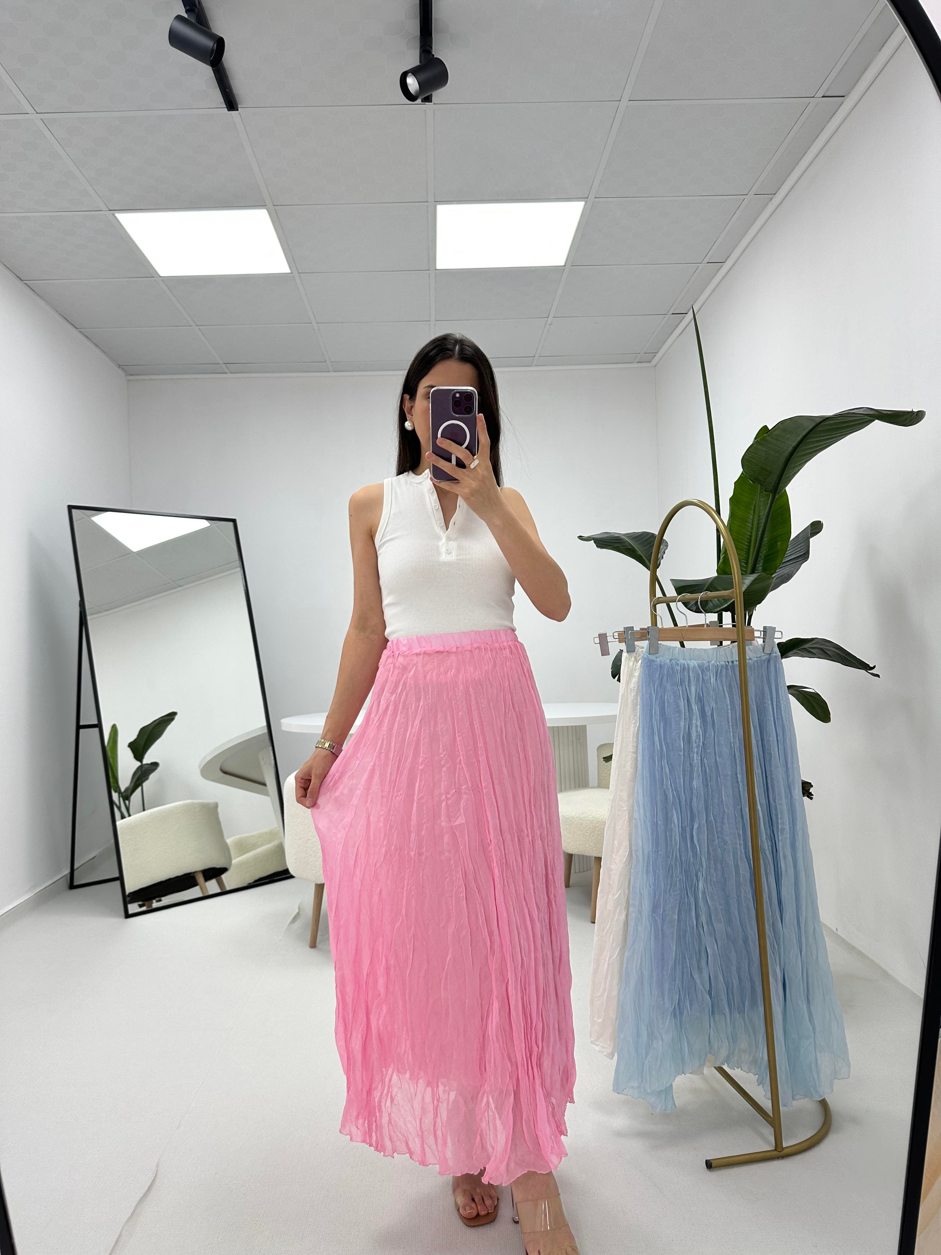 Kırışık Etek Pembe