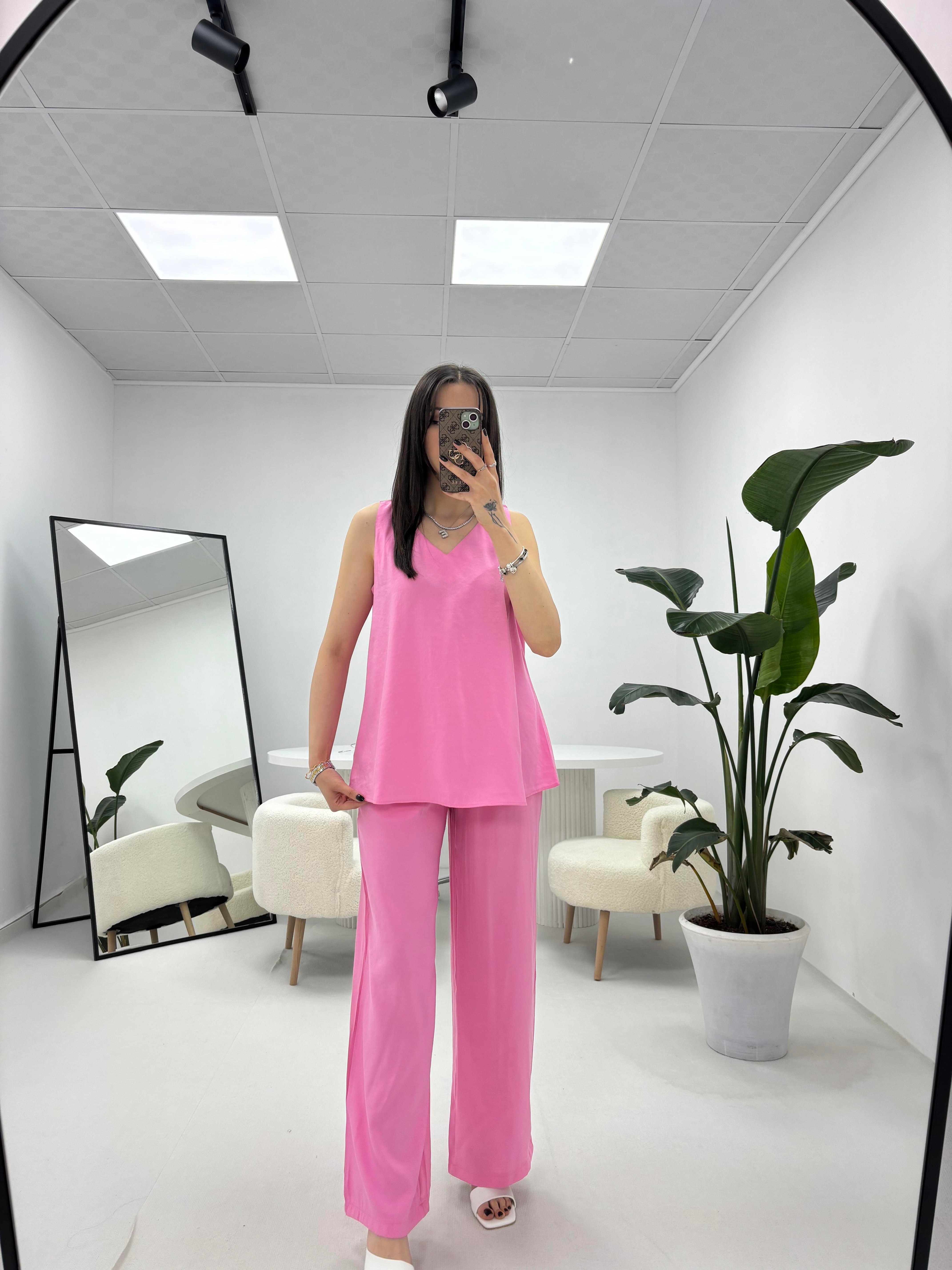 Kolsuz Tensel Kumaş Pembe Takım