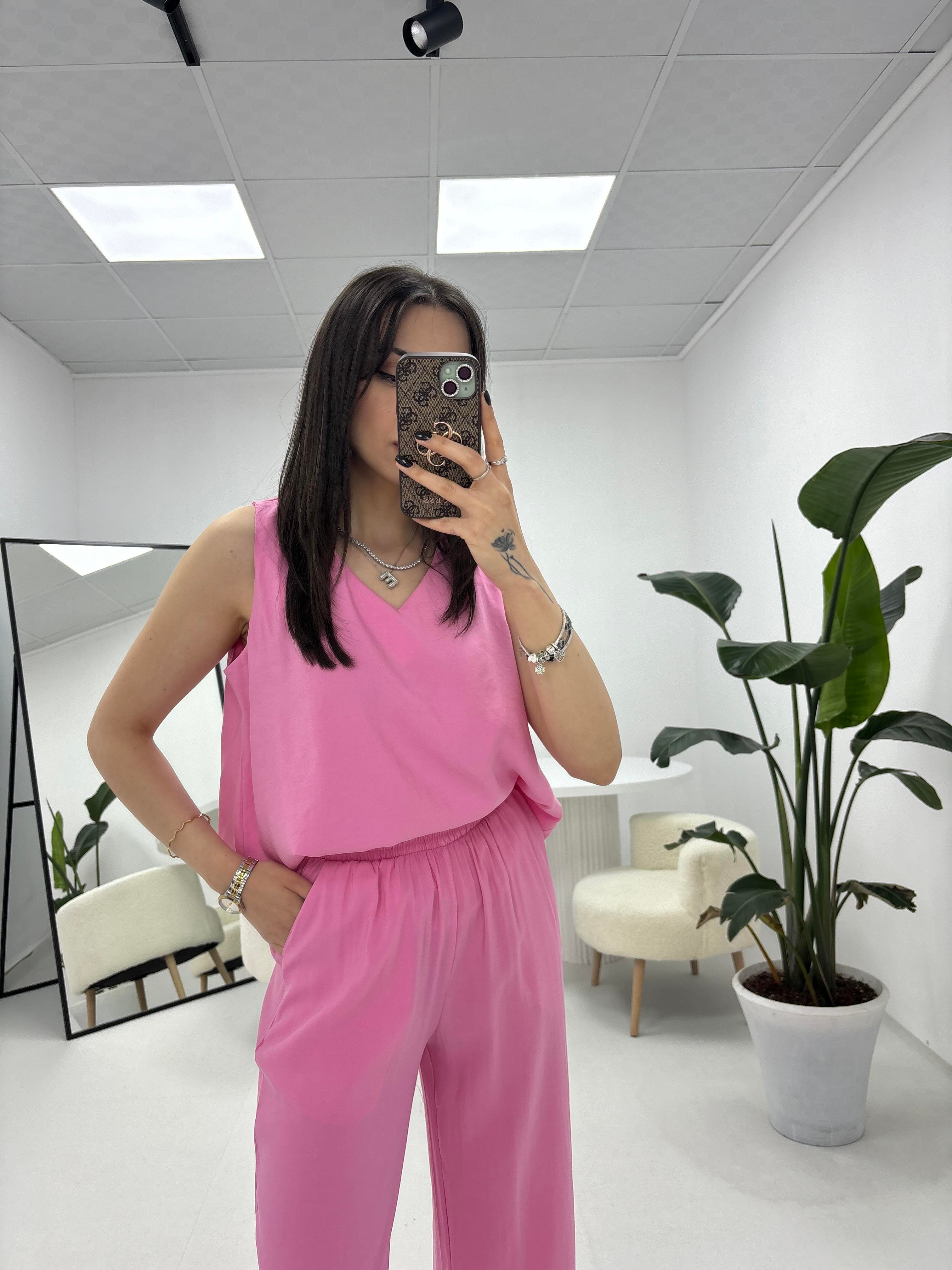 Kolsuz Tensel Kumaş Pembe Takım