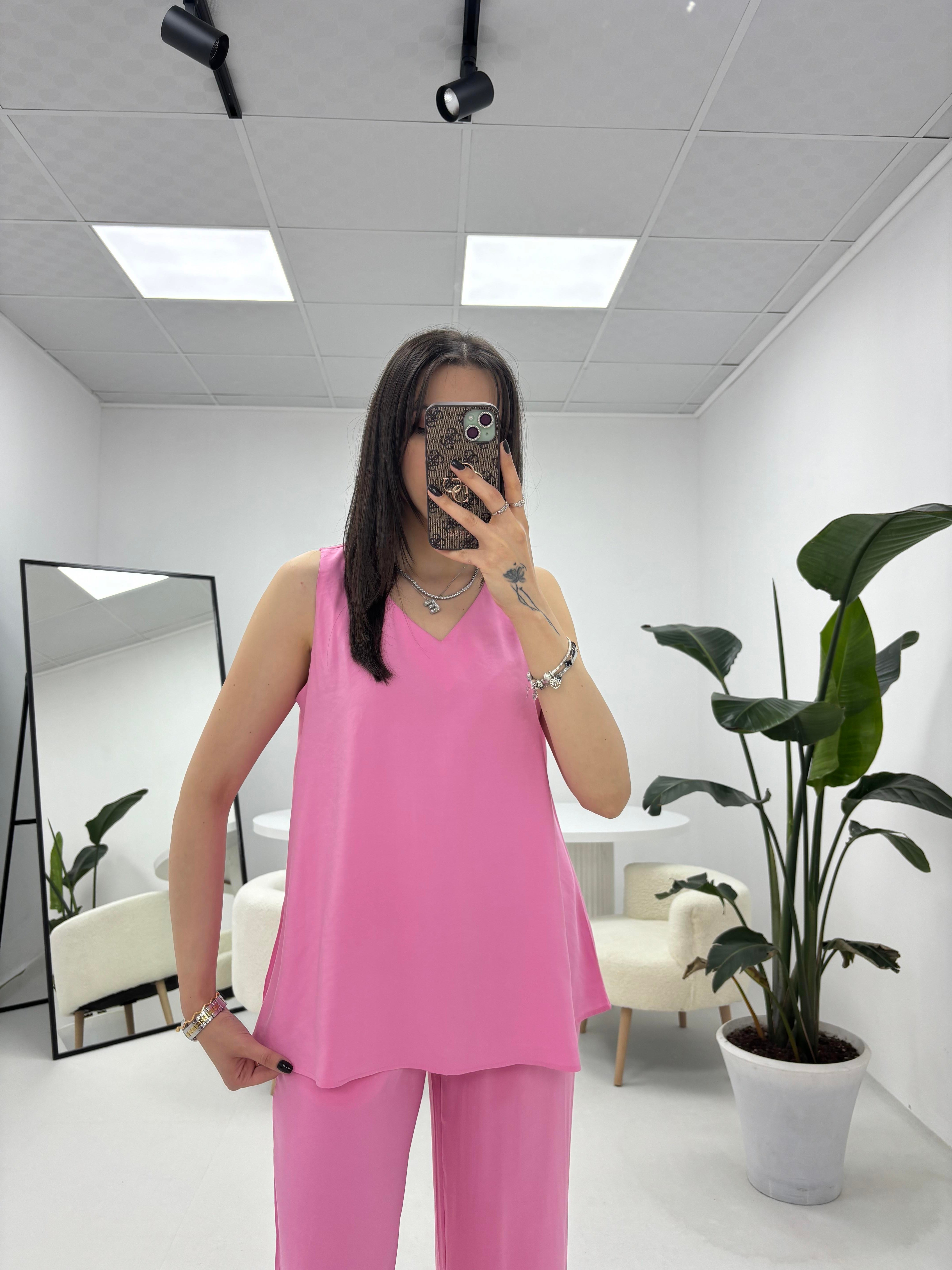 Kolsuz Tensel Kumaş Pembe Takım