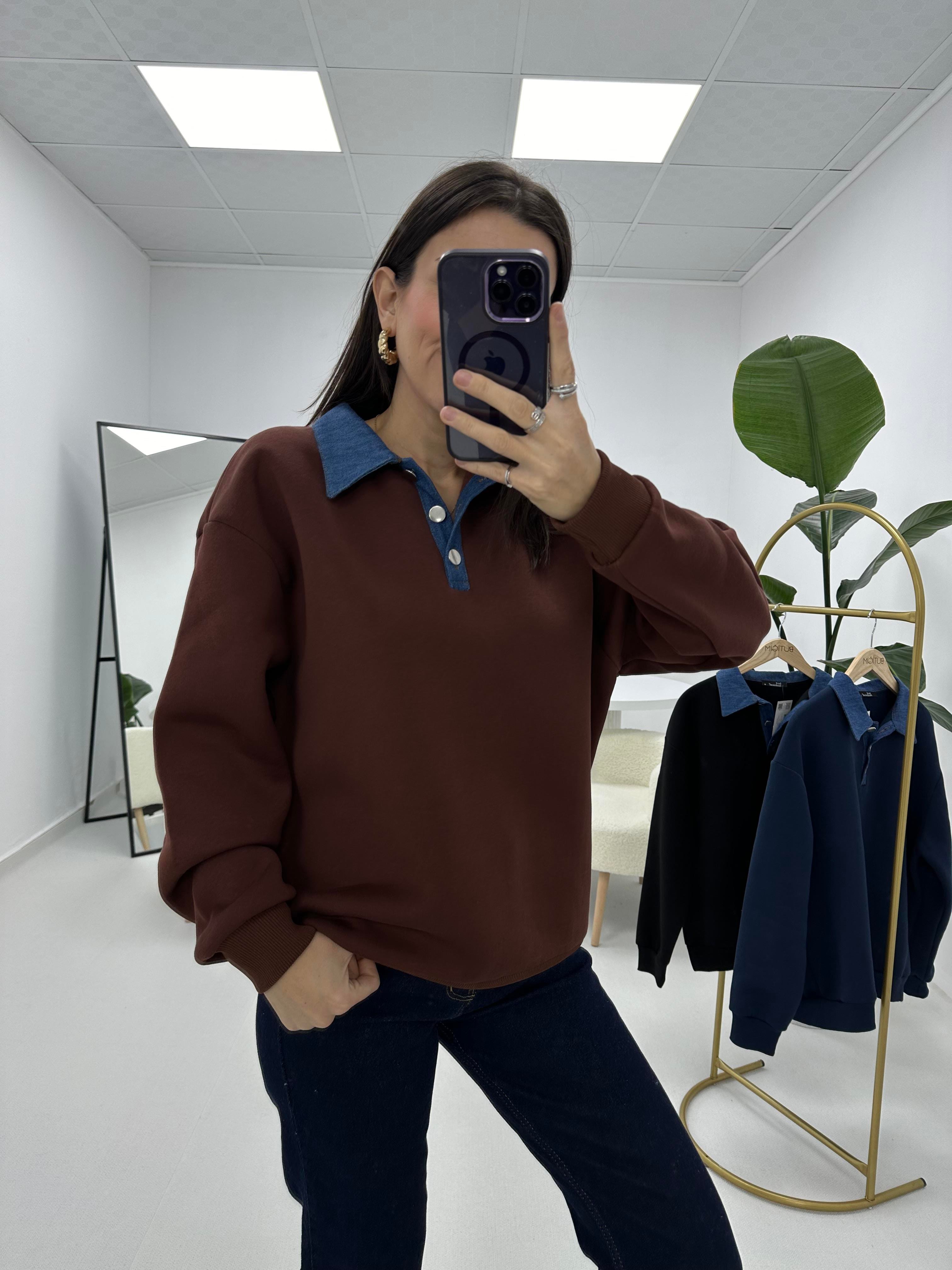 Kot Yaka Detaylı Sweat