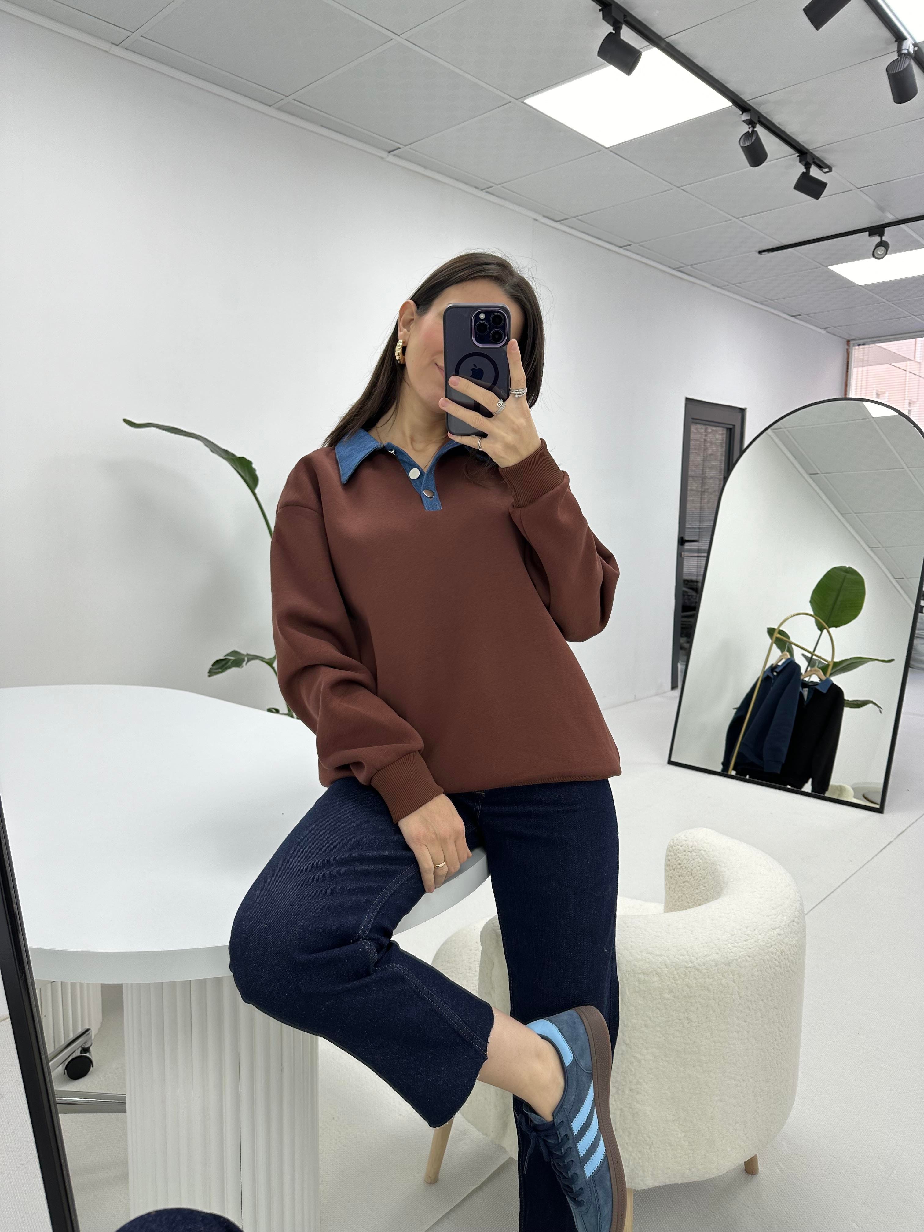 Kot Yaka Detaylı Sweat